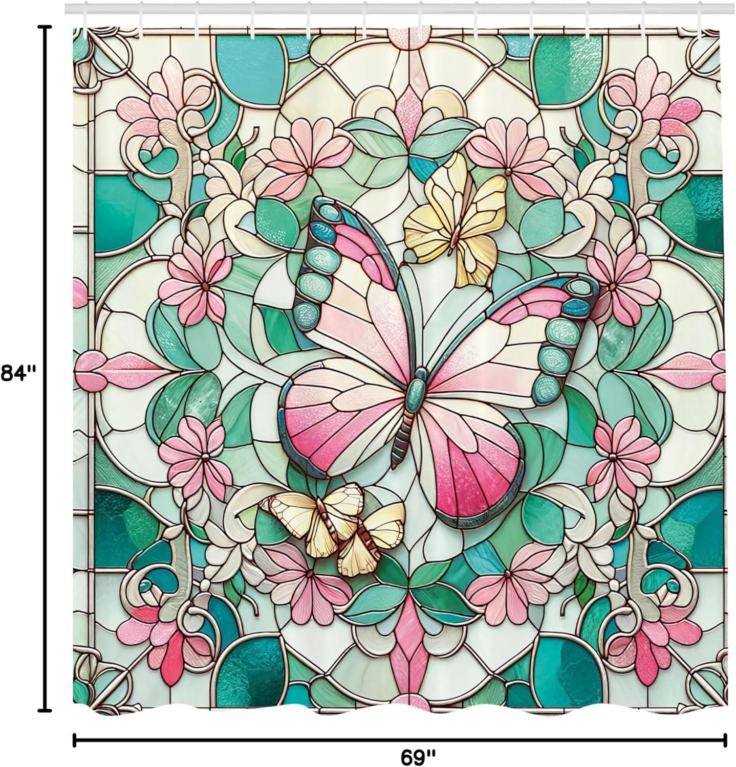 imageAmbesonne Green Shower Curtain Delicate Floral Huddle with Leaves Bohemian Romantic Concept Sage Tones Cloth Fabric Bathroom Decor Set with Hooks 69 W x 70 L Jade Green Pale EggshellTeal Pink and Ivory