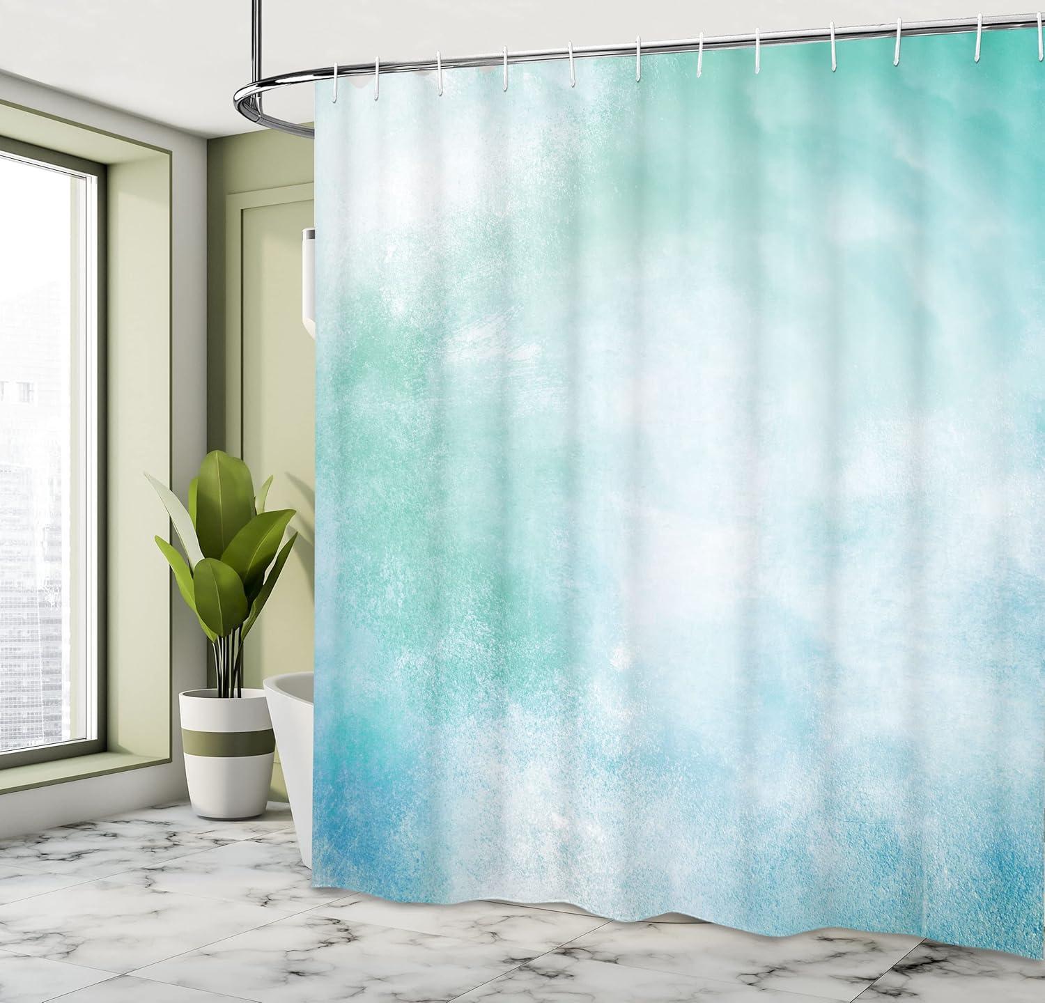 imageAmbesonne Green Shower Curtain Delicate Floral Huddle with Leaves Bohemian Romantic Concept Sage Tones Cloth Fabric Bathroom Decor Set with Hooks 69 W x 70 L Jade Green Pale EggshellPale Blue White