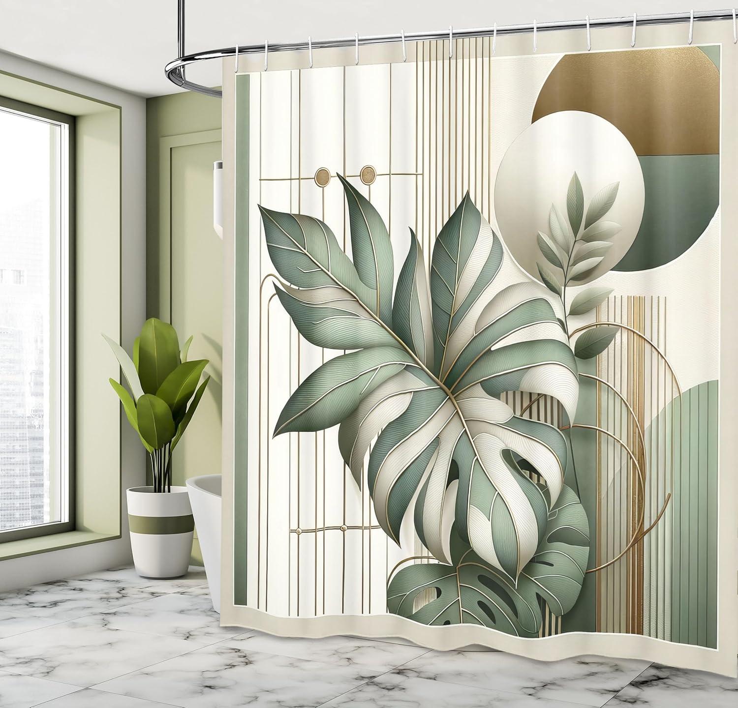 imageAmbesonne Green Shower Curtain Delicate Floral Huddle with Leaves Bohemian Romantic Concept Sage Tones Cloth Fabric Bathroom Decor Set with Hooks 69 W x 70 L Jade Green Pale EggshellPeacock Green Ivory Cocoa