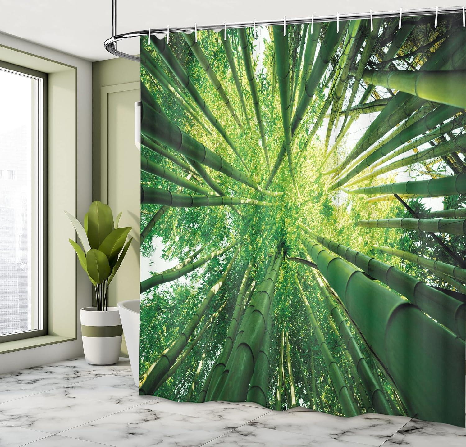 imageAmbesonne Green Shower Curtain Delicate Floral Huddle with Leaves Bohemian Romantic Concept Sage Tones Cloth Fabric Bathroom Decor Set with Hooks 69 W x 70 L Jade Green Pale EggshellHunter Green