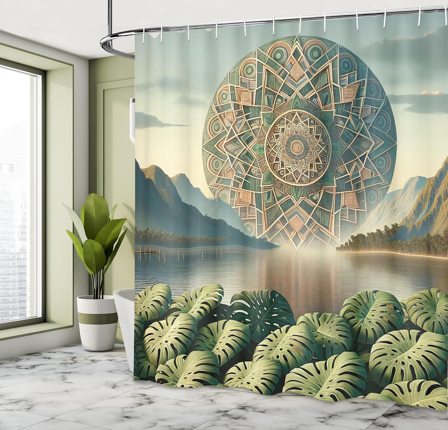 imageAmbesonne Green Shower Curtain Delicate Floral Huddle with Leaves Bohemian Romantic Concept Sage Tones Cloth Fabric Bathroom Decor Set with Hooks 69 W x 70 L Jade Green Pale EggshellPale Cadet Blue
