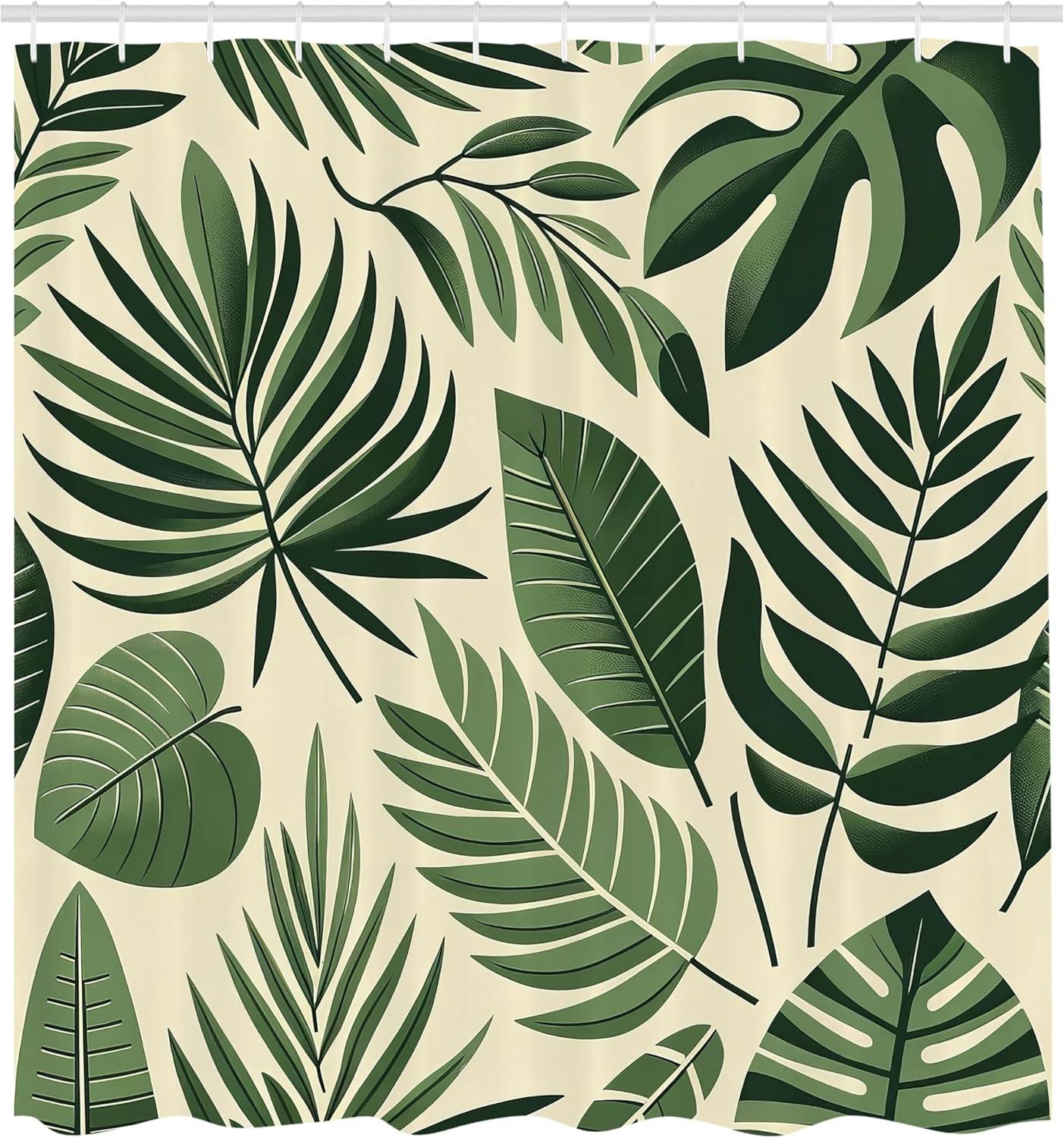 imageAmbesonne Green Shower Curtain Delicate Floral Huddle with Leaves Bohemian Romantic Concept Sage Tones Cloth Fabric Bathroom Decor Set with Hooks 69 W x 70 L Jade Green Pale EggshellReseda Green and Cream