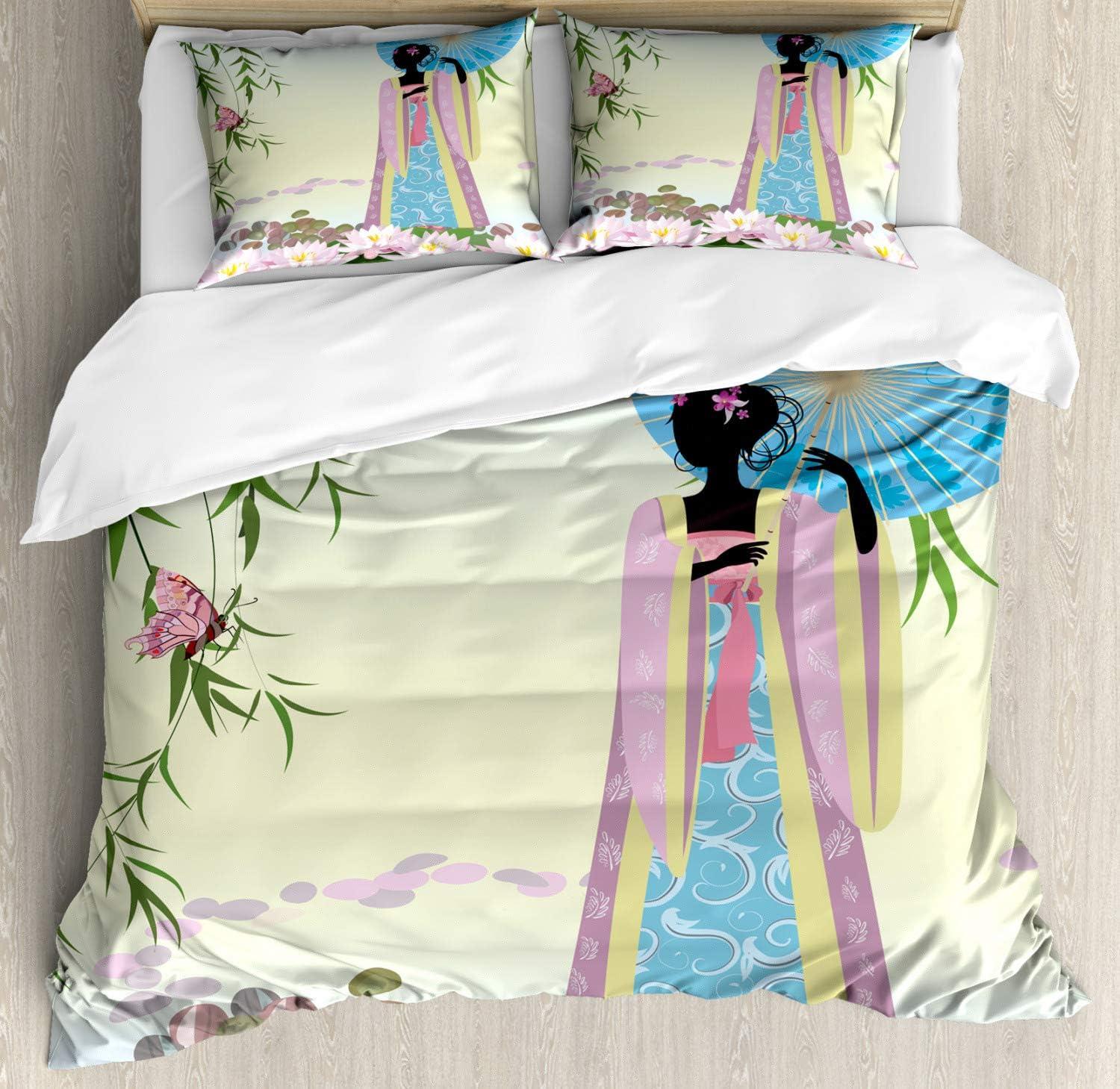 imageAmbesonne Heart Duvet Cover Sets Repetitive Romantic Plaid Motif Hearts Valentines Bedding Set with 2 Duvet Covers amp 4 Pillowcases 2 Pack King Size Champagne MulticolorDeep Sky Blue Multicolor