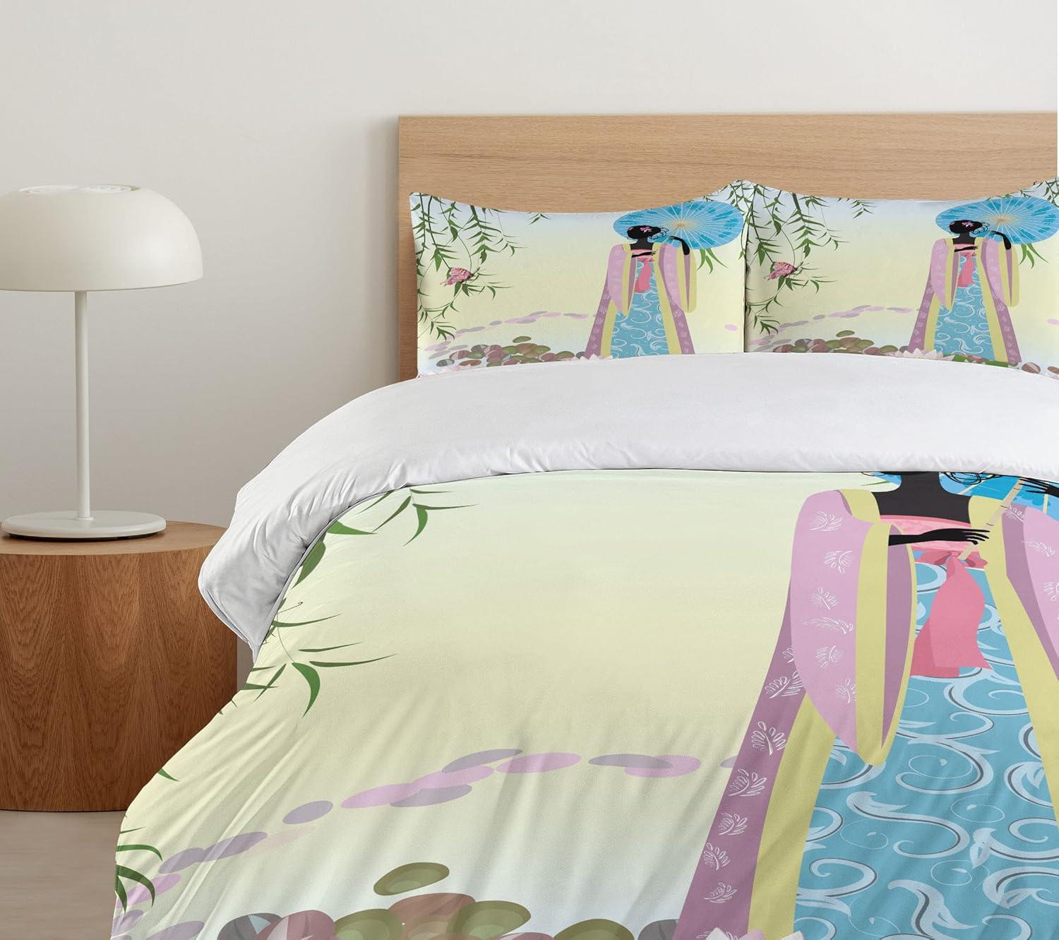 imageAmbesonne Heart Duvet Cover Sets Repetitive Romantic Plaid Motif Hearts Valentines Bedding Set with 2 Duvet Covers amp 4 Pillowcases 2 Pack King Size Champagne MulticolorDeep Sky Blue Multicolor