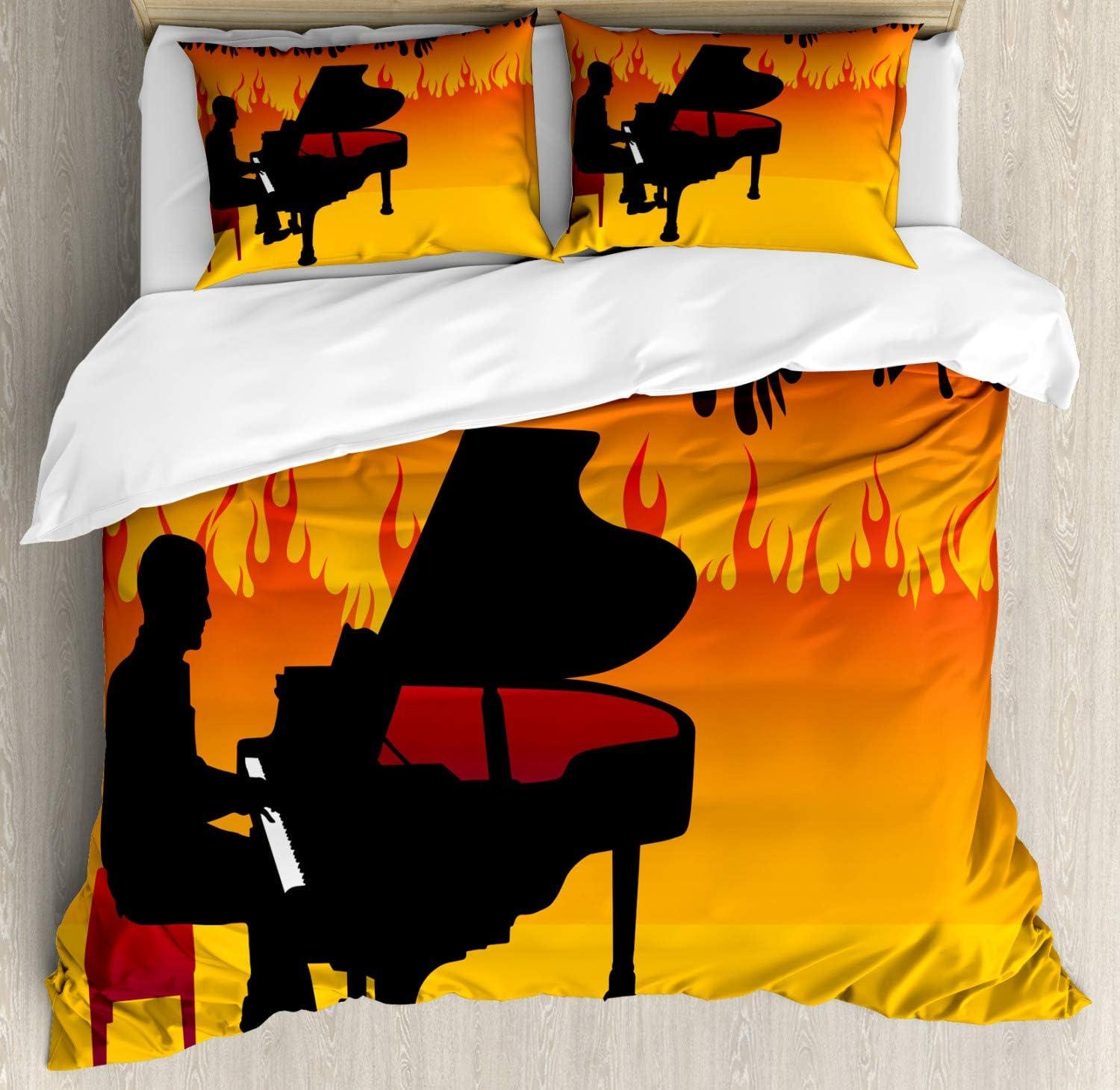 imageAmbesonne Heart Duvet Cover Sets Repetitive Romantic Plaid Motif Hearts Valentines Bedding Set with 2 Duvet Covers amp 4 Pillowcases 2 Pack King Size Champagne MulticolorMarigold Multicolor