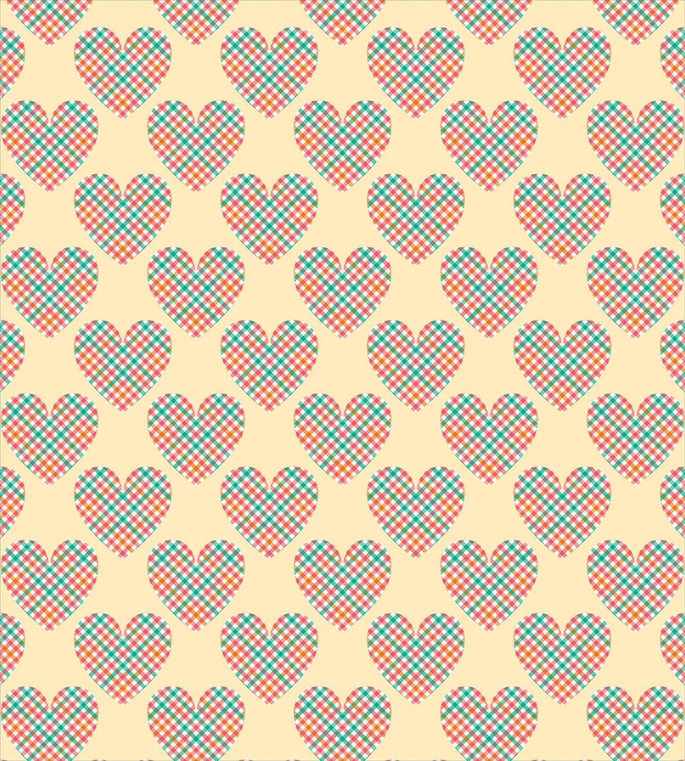 imageAmbesonne Heart Duvet Cover Sets Repetitive Romantic Plaid Motif Hearts Valentines Bedding Set with 2 Duvet Covers amp 4 Pillowcases 2 Pack Queen Size Champagne Multicolor