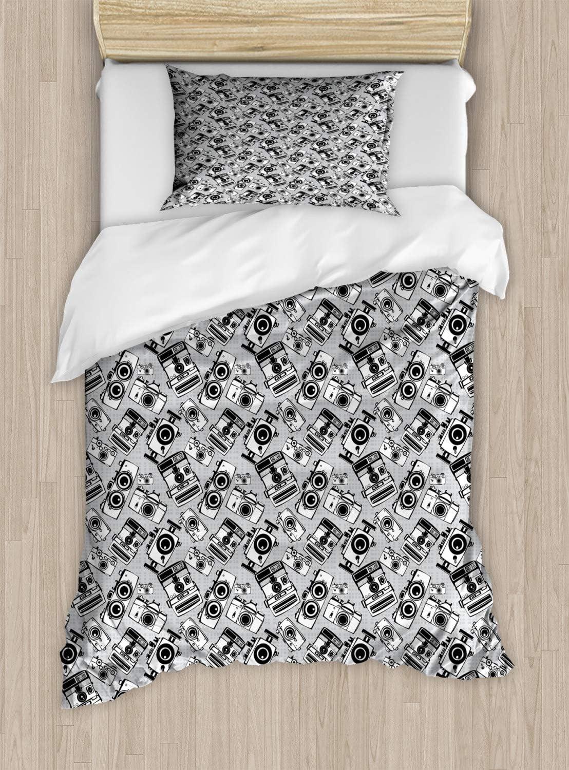 imageAmbesonne I Love You Duvet Cover Set Hand Writing with Infinity Romantic Red Hearts Valentines Day Theme Decorative 3 Piece Bedding Set with 2 Pillow Shams Queen Size Red Black WhitePale Grey White