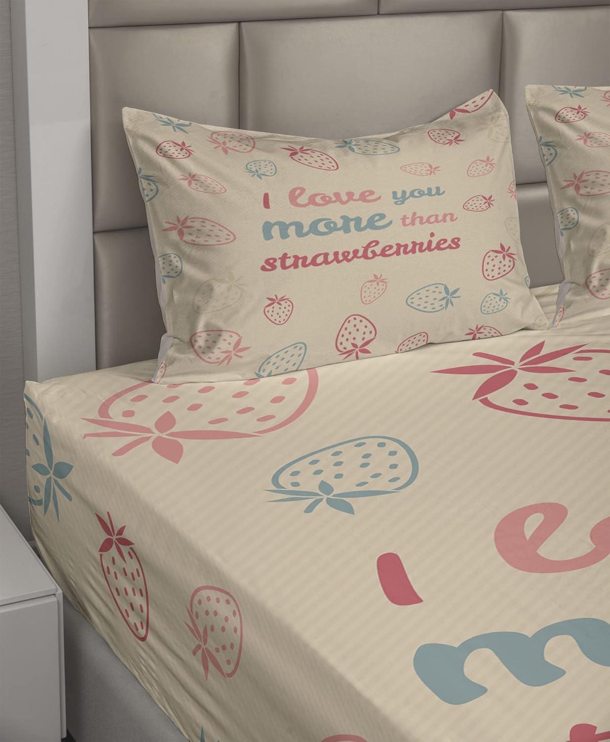 imageAmbesonne I Love You More Sheet Set Pink Rats with Tangled Tails Forming a Heart Valentines Fitted and Flat Sheet with Pillowcases Bedding Accent 4 Piece Set Full Pale Pink Cocoa YellowSand Brown Slate Blue