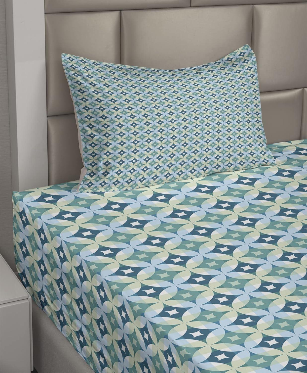 imageAmbesonne I Love You More Sheet Set Pink Rats with Tangled Tails Forming a Heart Valentines Fitted and Flat Sheet with Pillowcases Bedding Accent 4 Piece Set Full Pale Pink Cocoa YellowTurquoise Teal