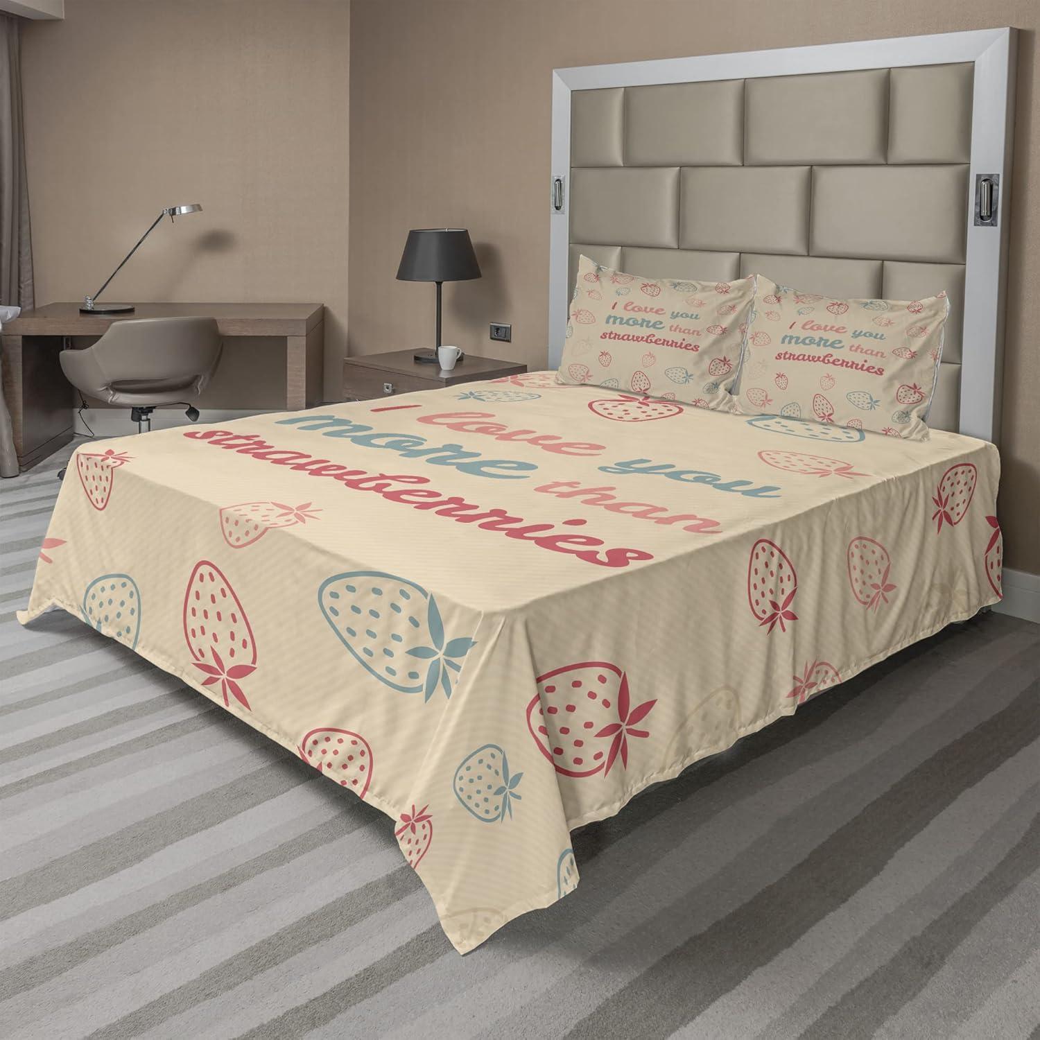 imageAmbesonne I Love You More Sheet Set Pink Rats with Tangled Tails Forming a Heart Valentines Fitted and Flat Sheet with Pillowcases Bedding Accent 4 Piece Set Full Pale Pink Cocoa YellowSand Brown Slate Blue