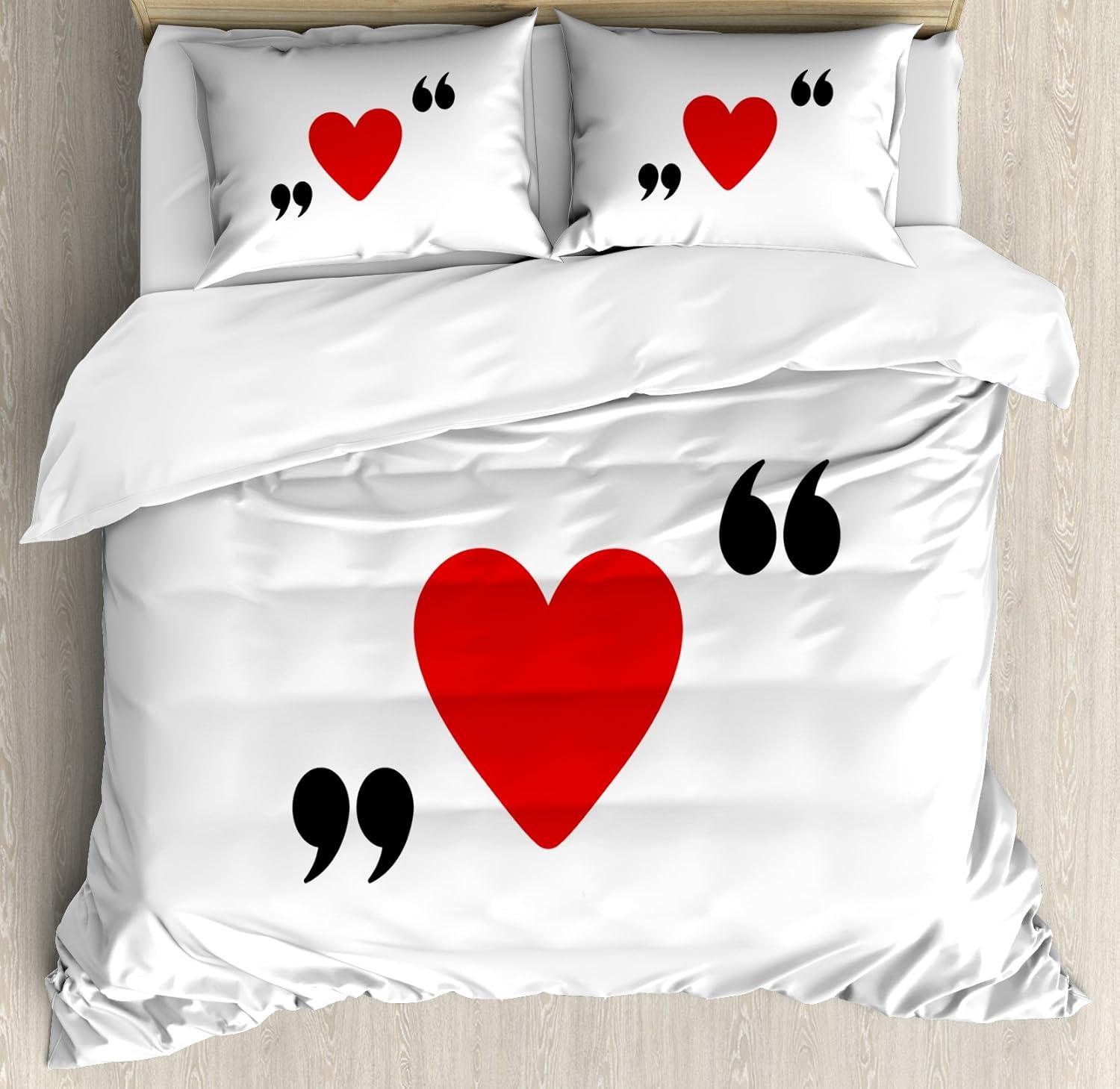 imageAmbesonne Love Duvet Cover Sets Red Heart in Writing Marks Romantic Love Simple Classic Valentines Bedding Set with 2 Duvet Covers amp 2 Pillowcases 2 Pack Twin Size Red Black WhiteRed Black White