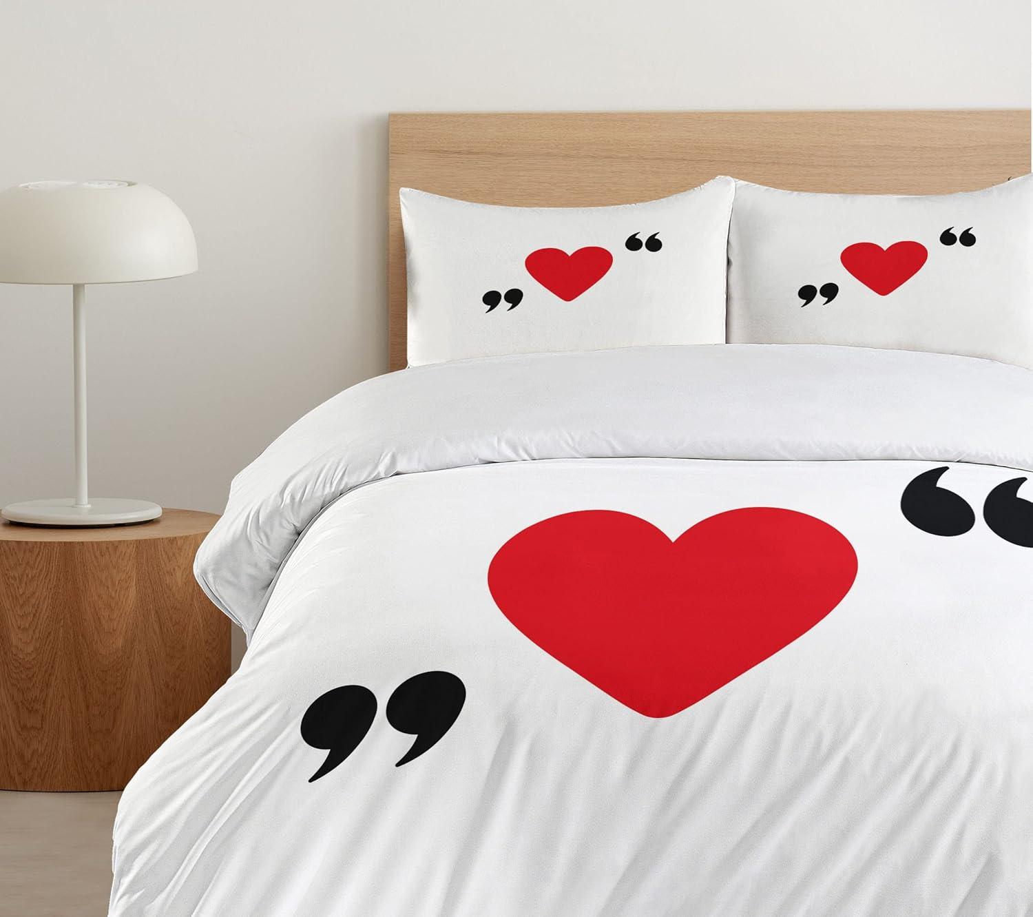 imageAmbesonne Love Duvet Cover Sets Red Heart in Writing Marks Romantic Love Simple Classic Valentines Bedding Set with 2 Duvet Covers amp 2 Pillowcases 2 Pack Twin Size Red Black WhiteRed Black White