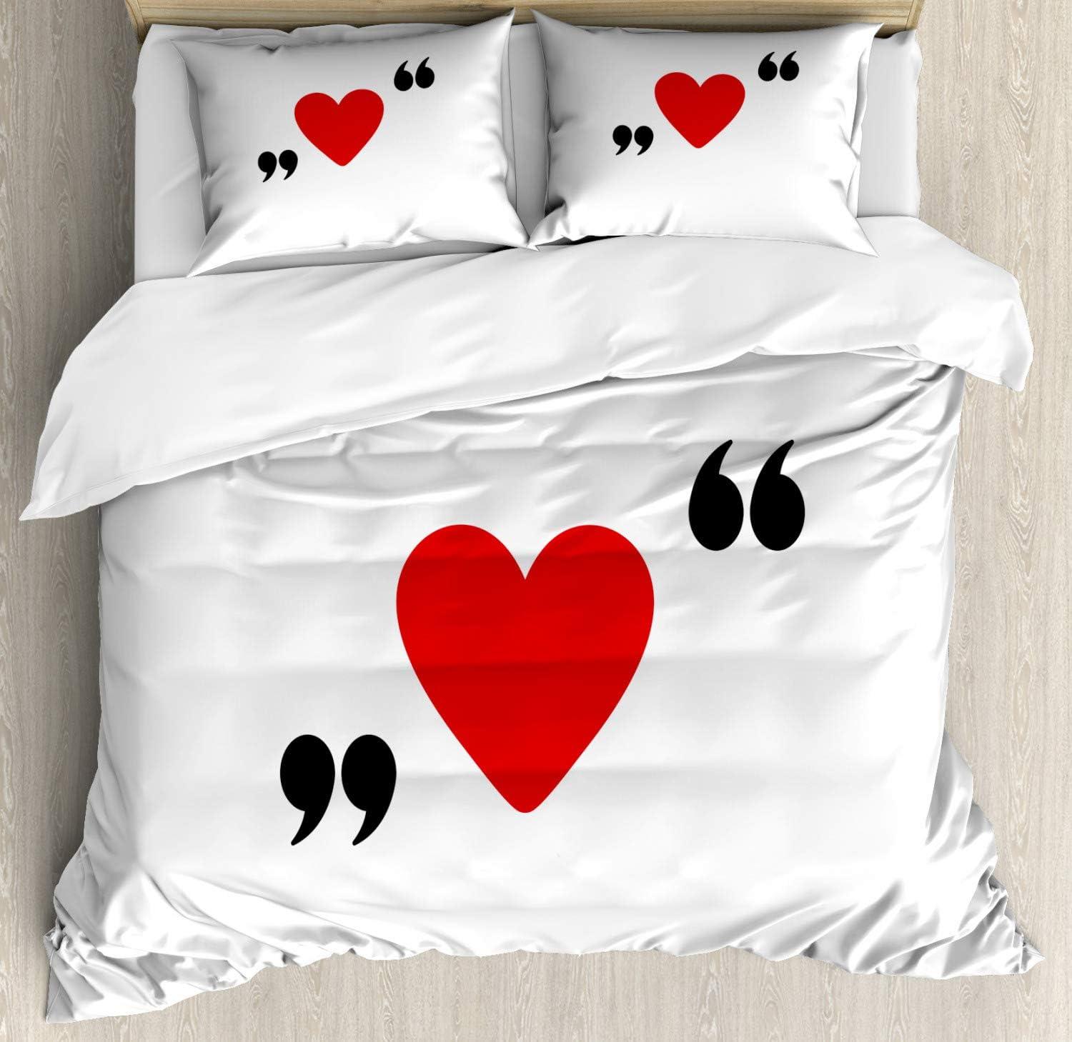 imageAmbesonne Love Duvet Cover Sets Red Heart in Writing Marks Romantic Love Simple Classic Valentines Bedding Set with 2 Duvet Covers amp 2 Pillowcases 2 Pack Twin Size Red Black WhiteRed Black White