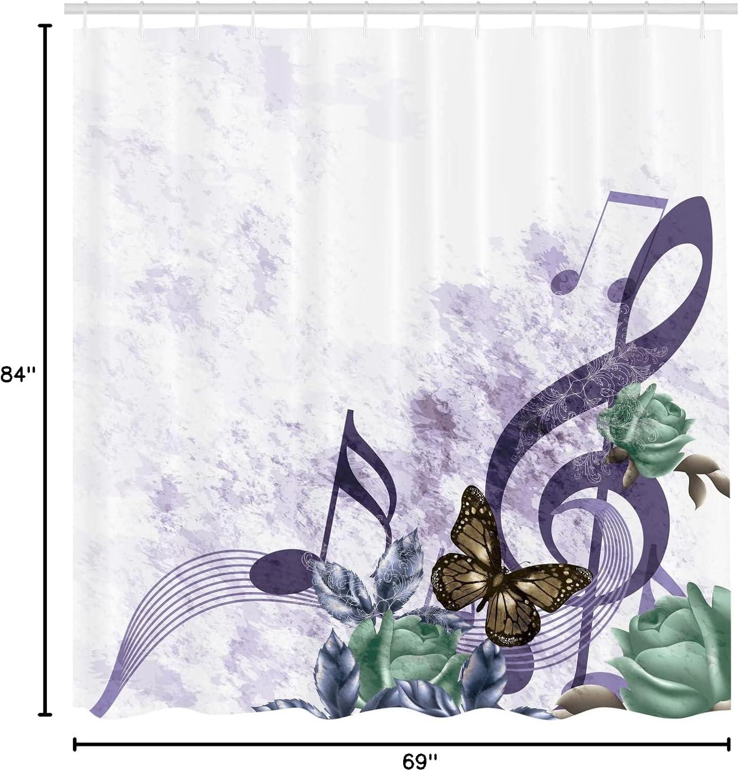 imageAmbesonne Music Shower Curtain Music Roses Romantic Antiquity Victorian Classic Bridal Floral Illustration Cloth Fabric Bathroom Decor Set with Hooks 75 Long Hunter GreenDark Indigo