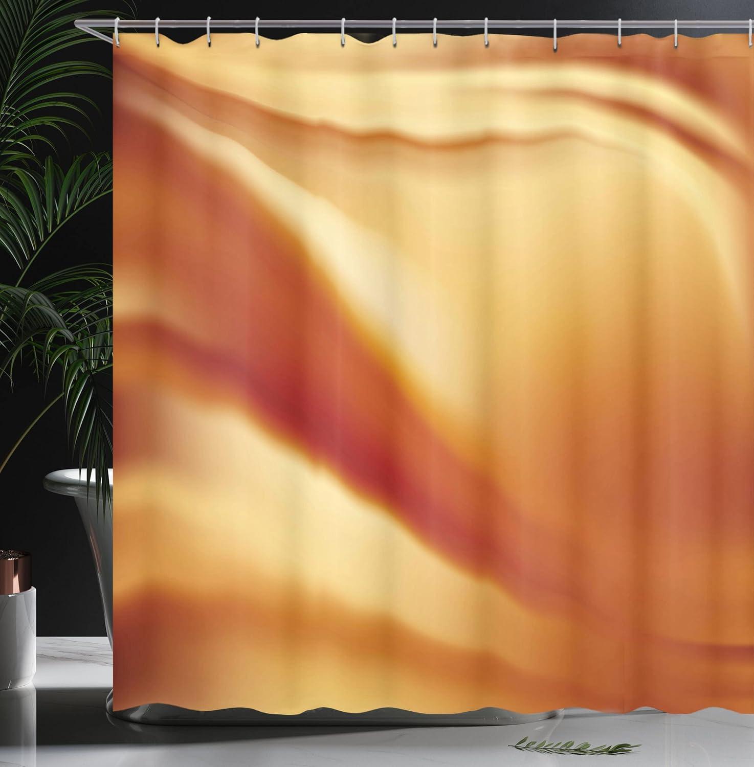 imageAmbesonne Orange and Yellow Shower Curtain Abstract Vivid Colors in Wavy Composition Fantasy Romantic Curves Cloth Fabric Bathroom Decor Set with Hooks 69 W x 75 L Orange Yellow