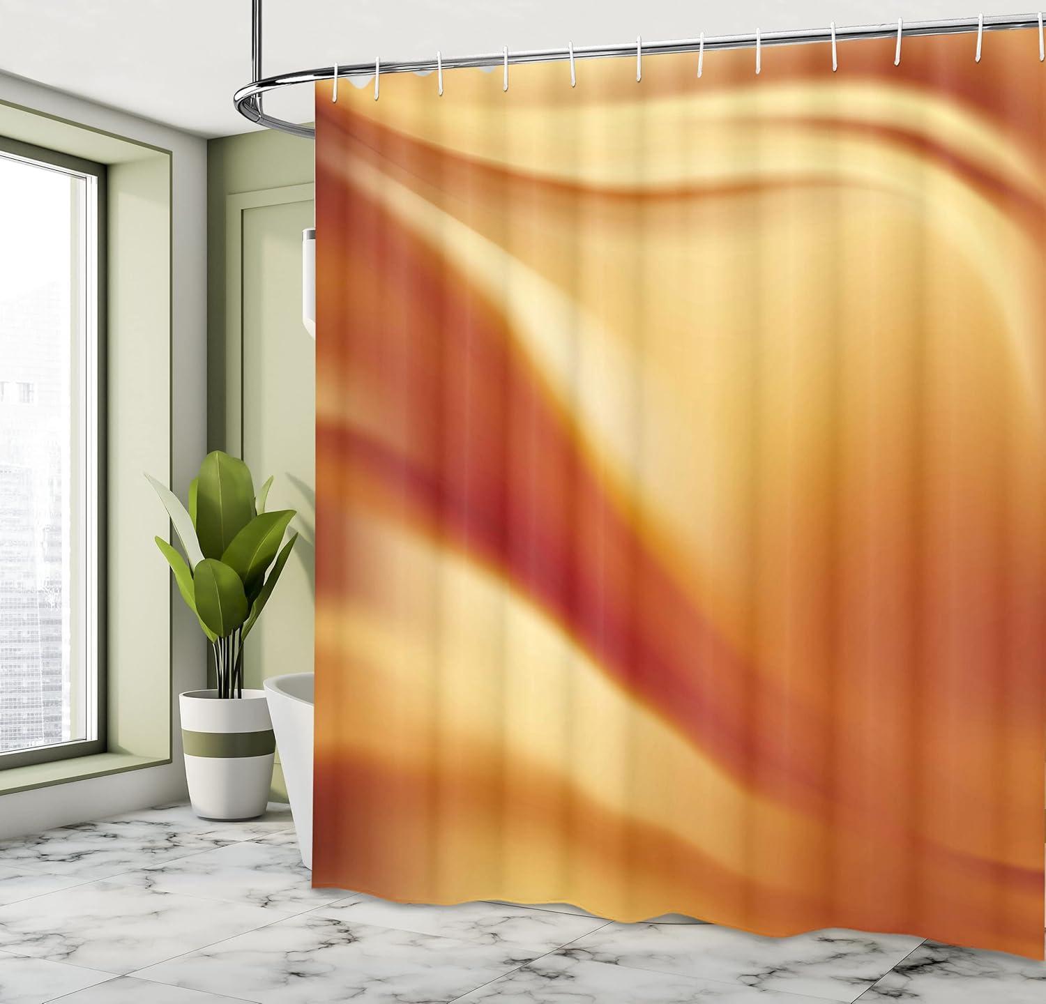 imageAmbesonne Orange and Yellow Shower Curtain Abstract Vivid Colors in Wavy Composition Fantasy Romantic Curves Cloth Fabric Bathroom Decor Set with Hooks 69 W x 75 L Orange Yellow