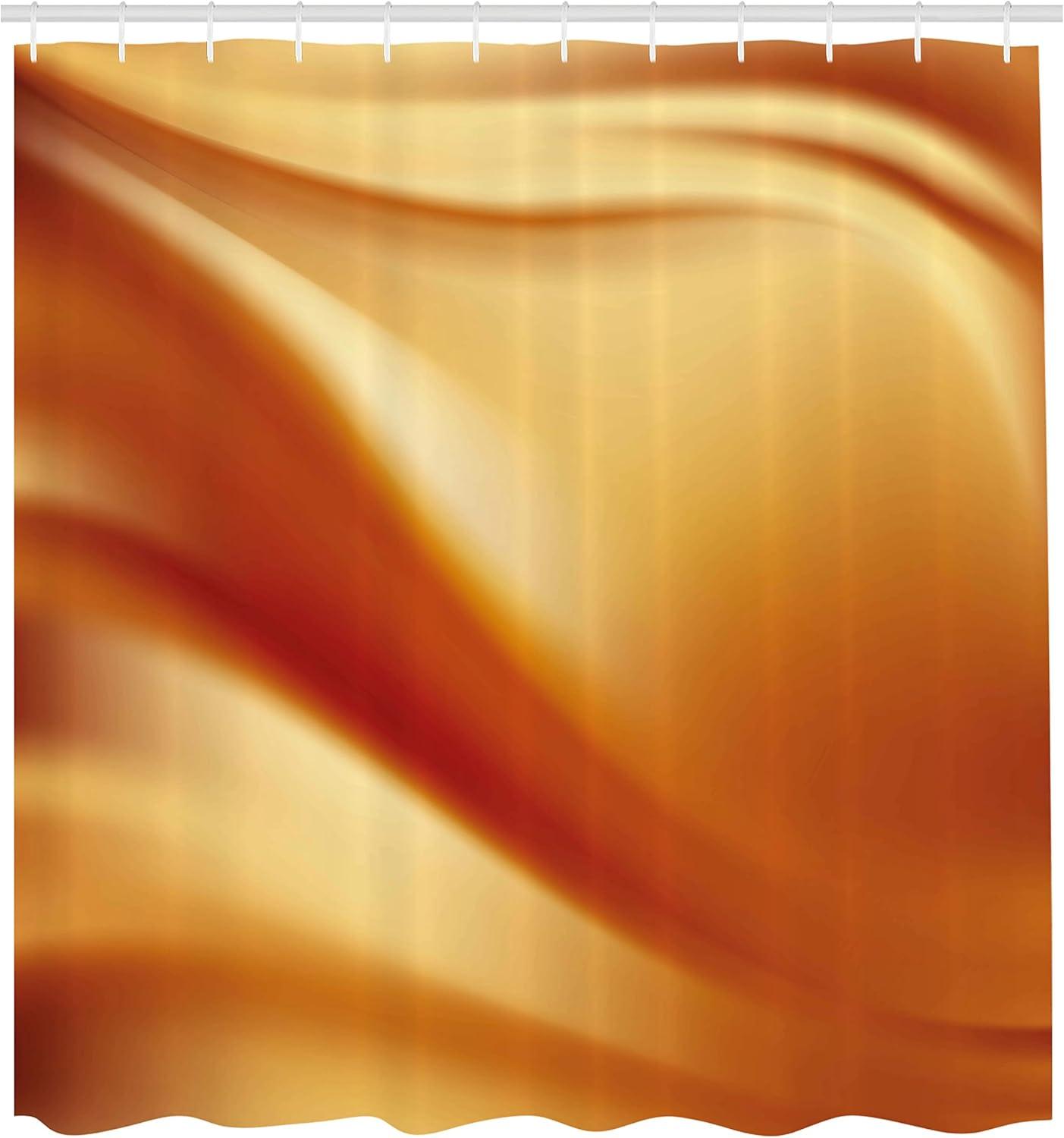 imageAmbesonne Orange and Yellow Shower Curtain Abstract Vivid Colors in Wavy Composition Fantasy Romantic Curves Cloth Fabric Bathroom Decor Set with Hooks 69 W x 75 L Orange Yellow