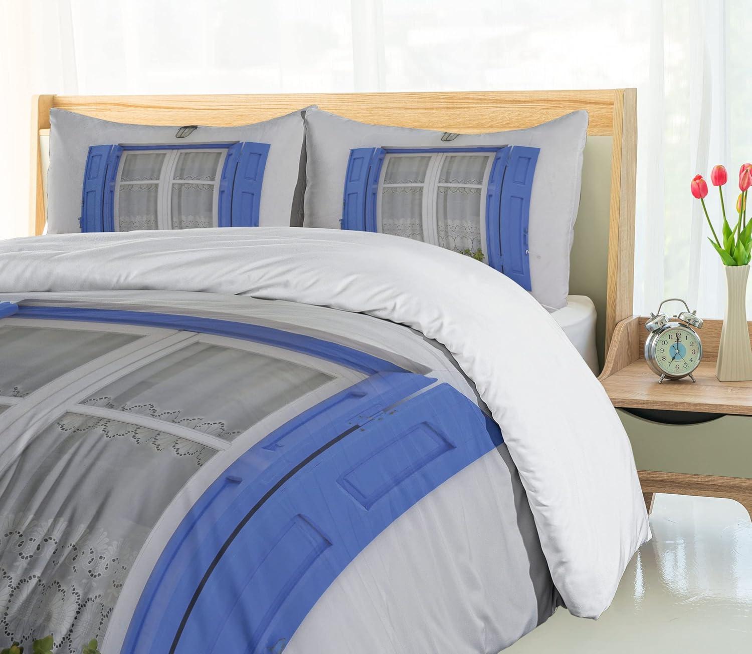 imageAmbesonne Pearls Duvet Cover Set Valentines Day Theme Artwork Roses Heart on Striped Bridal Backdrop Decorative 3 Piece Bedding Set with 2 Pillow Shams California King Blue Purple PinkWhite Turquoise
