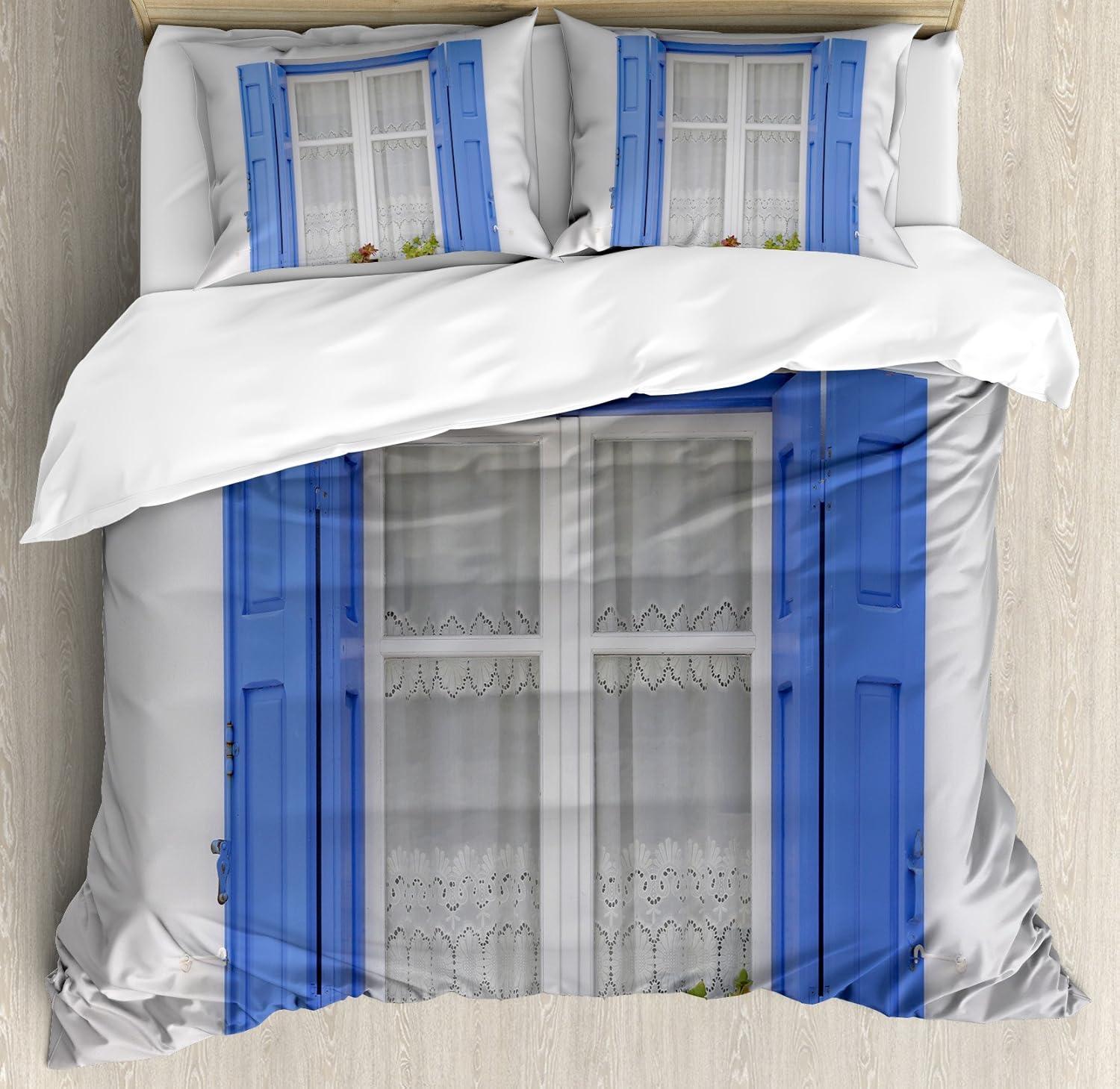 imageAmbesonne Pearls Duvet Cover Set Valentines Day Theme Artwork Roses Heart on Striped Bridal Backdrop Decorative 3 Piece Bedding Set with 2 Pillow Shams California King Blue Purple PinkWhite Turquoise