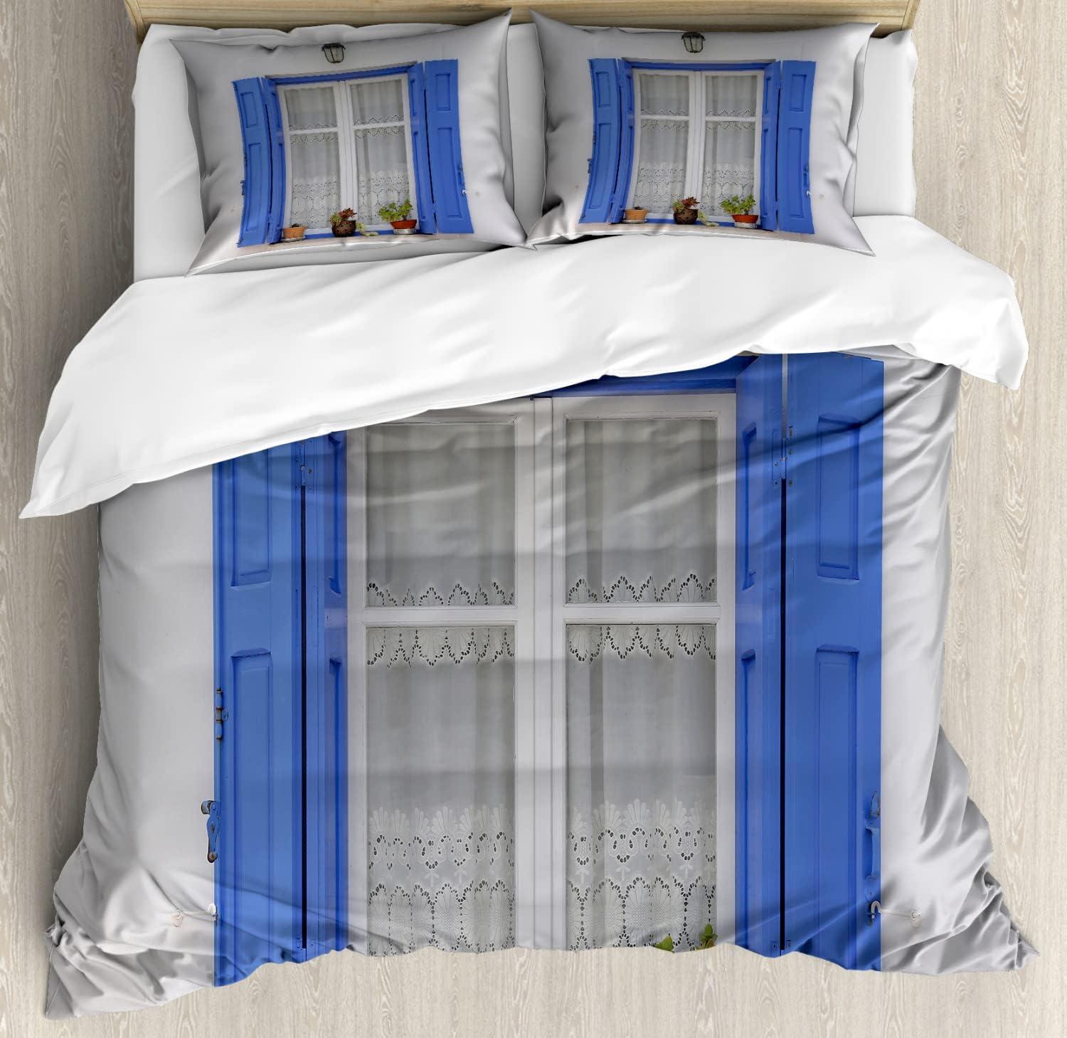 imageAmbesonne Pearls Duvet Cover Set Valentines Day Theme Artwork Roses Heart on Striped Bridal Backdrop Decorative 3 Piece Bedding Set with 2 Pillow Shams California King Blue Purple PinkWhite Turquoise