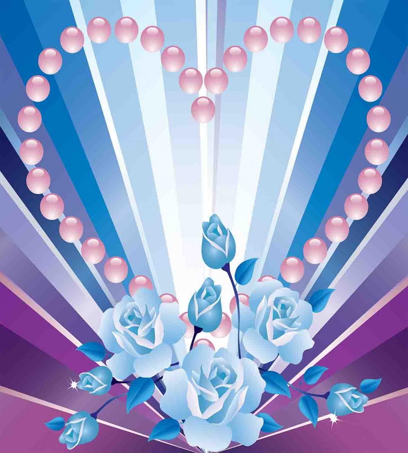 imageAmbesonne Pearls Duvet Cover Set Valentines Day Theme Artwork Roses Heart on Striped Bridal Backdrop Decorative 3 Piece Bedding Set with 2 Pillow Shams California King Blue Purple PinkBlue Purple Pink