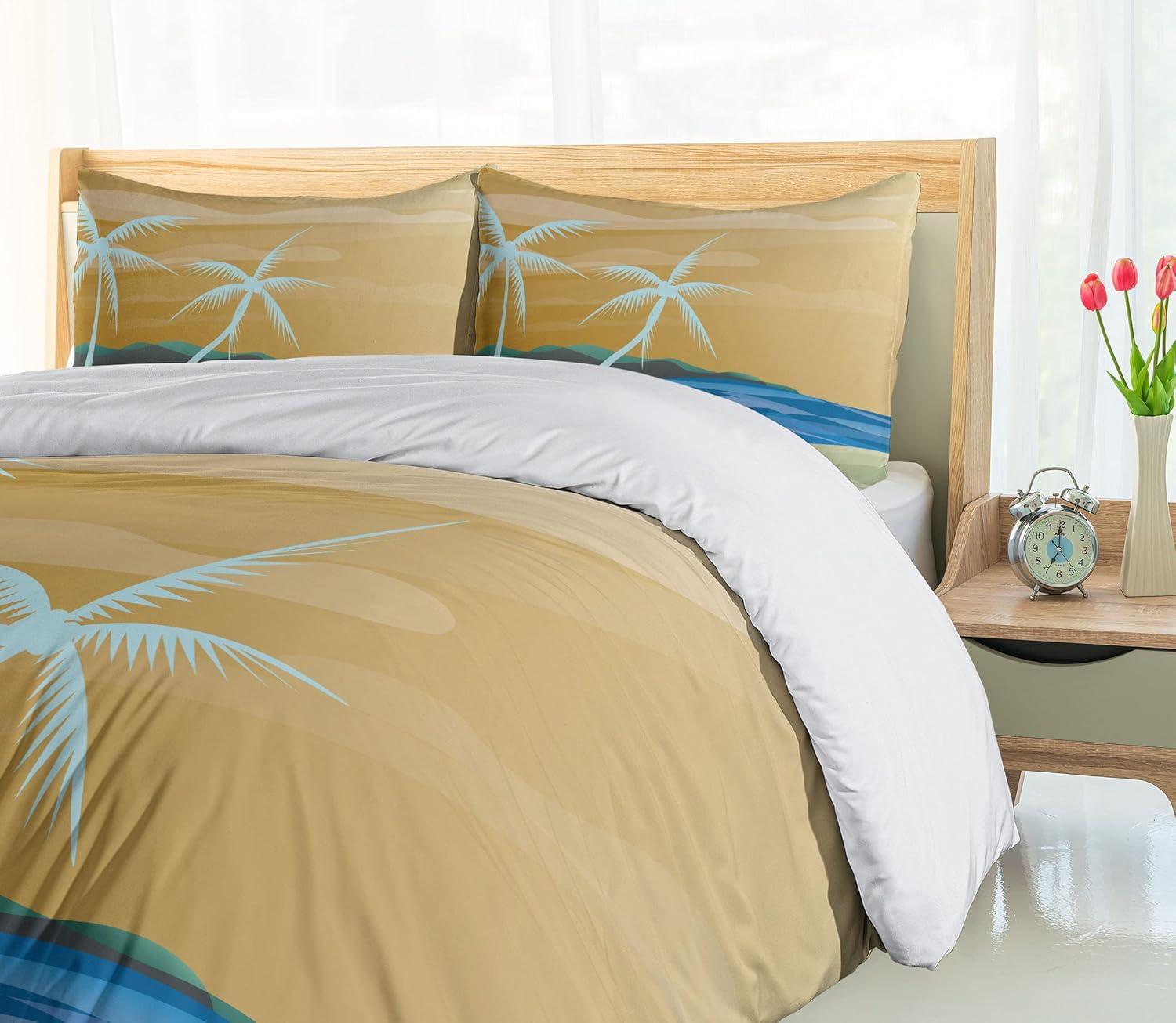 imageAmbesonne Pearls Duvet Cover Set Valentines Day Theme Artwork Roses Heart on Striped Bridal Backdrop Decorative 3 Piece Bedding Set with 2 Pillow Shams California King Blue Purple PinkNavy Cream