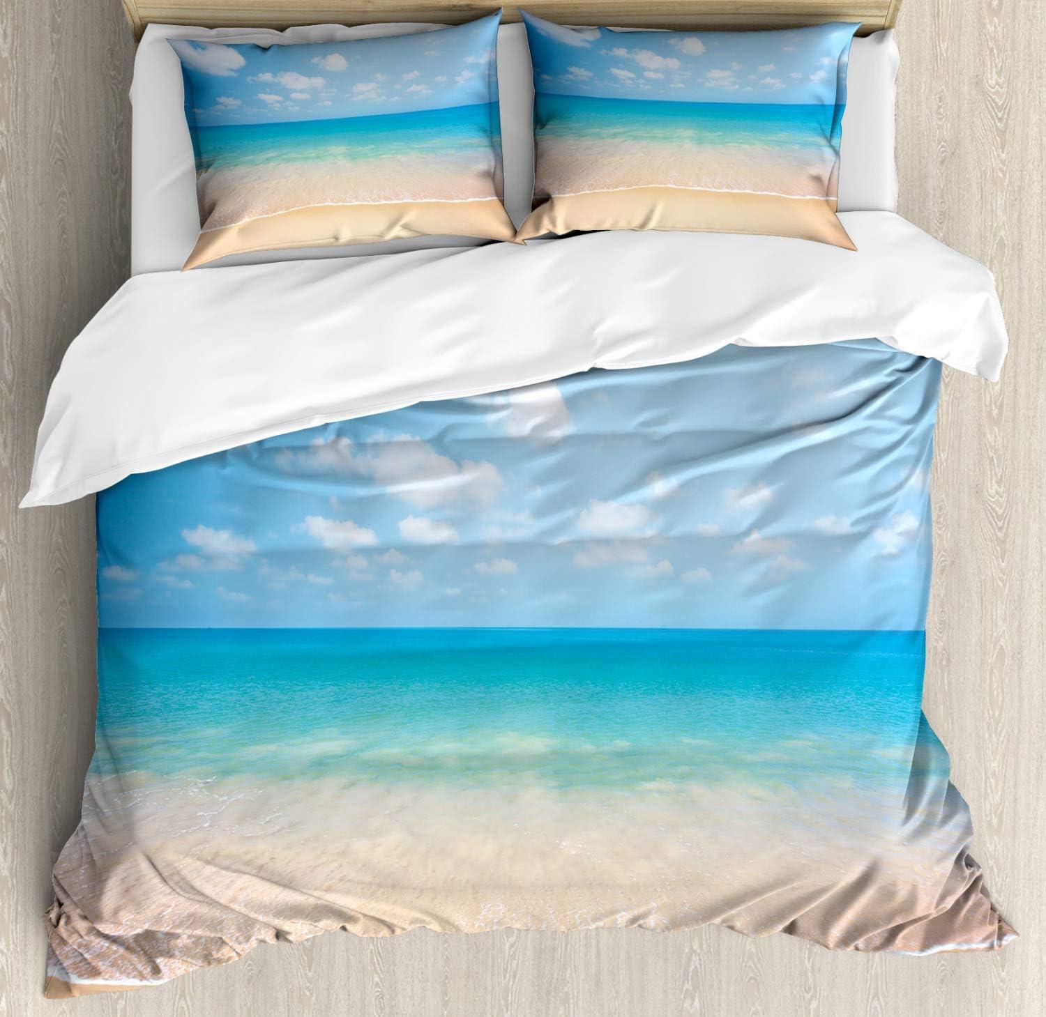 imageAmbesonne Pearls Duvet Cover Set Valentines Day Theme Artwork Roses Heart on Striped Bridal Backdrop Decorative 3 Piece Bedding Set with 2 Pillow Shams California King Blue Purple PinkCream Blue