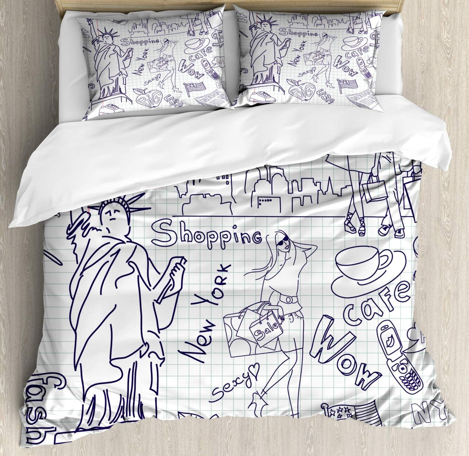 imageAmbesonne Romantic Duvet Cover Sets Geometric Horizontal Oval Rows Drawn Along Little Hearts Valentines Bedding Set with 2 Duvet Covers amp 4 Pillowcases 2 Pack King Size Almond Green and WhiteDark Purple and White