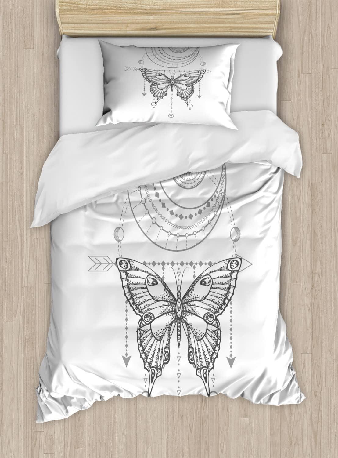 imageAmbesonne Romantic Duvet Cover Sets Geometric Horizontal Oval Rows Drawn Along Little Hearts Valentines Bedding Set with 2 Duvet Covers amp 4 Pillowcases 2 Pack King Size Almond Green and WhiteDimgray White