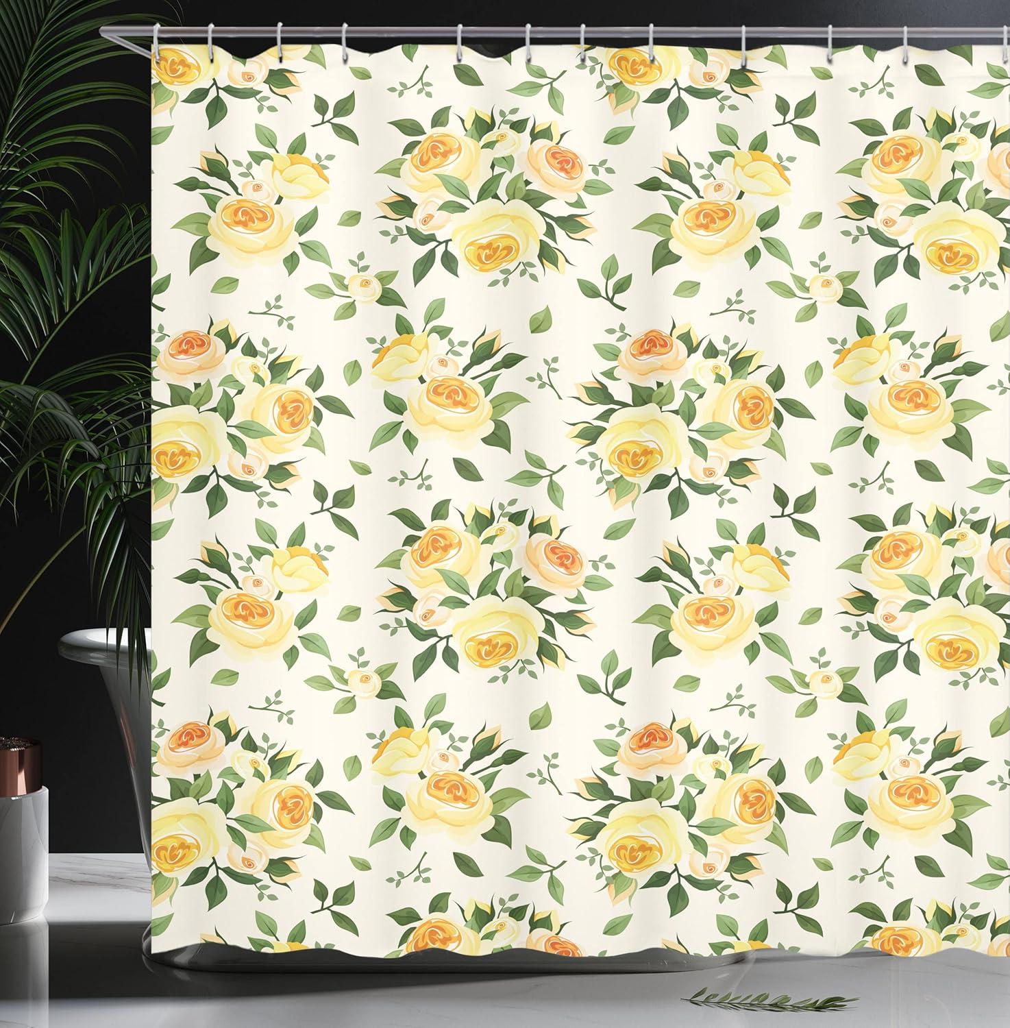 imageAmbesonne Rose Shower Curtain Romantic Lisianthus Berries as an Arch Marriage Wedding and Gatherings Design in Soft Pastel Colors Cloth Fabric Bathroom Set with Hooks 69 W x 75 L Purple CreamYellow Green Beige