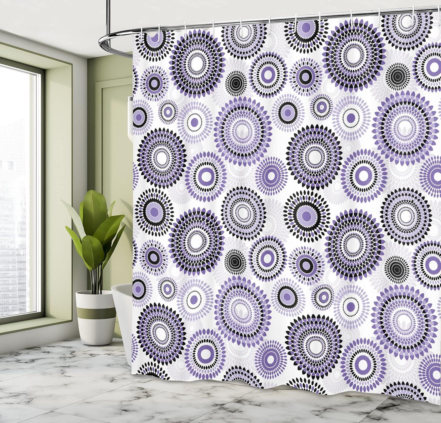 imageAmbesonne Rose Shower Curtain Romantic Lisianthus Berries as an Arch Marriage Wedding and Gatherings Design in Soft Pastel Colors Cloth Fabric Bathroom Set with Hooks 69 W x 75 L Purple CreamPurple White