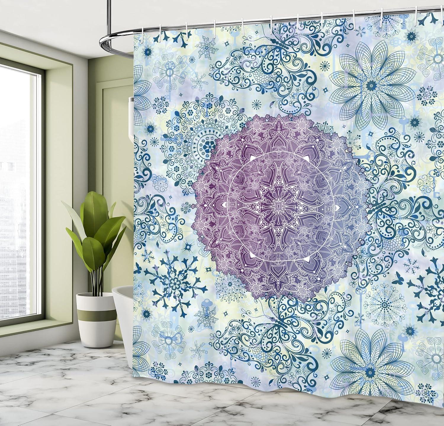 imageAmbesonne Rose Shower Curtain Romantic Lisianthus Berries as an Arch Marriage Wedding and Gatherings Design in Soft Pastel Colors Cloth Fabric Bathroom Set with Hooks 69 W x 75 L Purple CreamPurple Blue