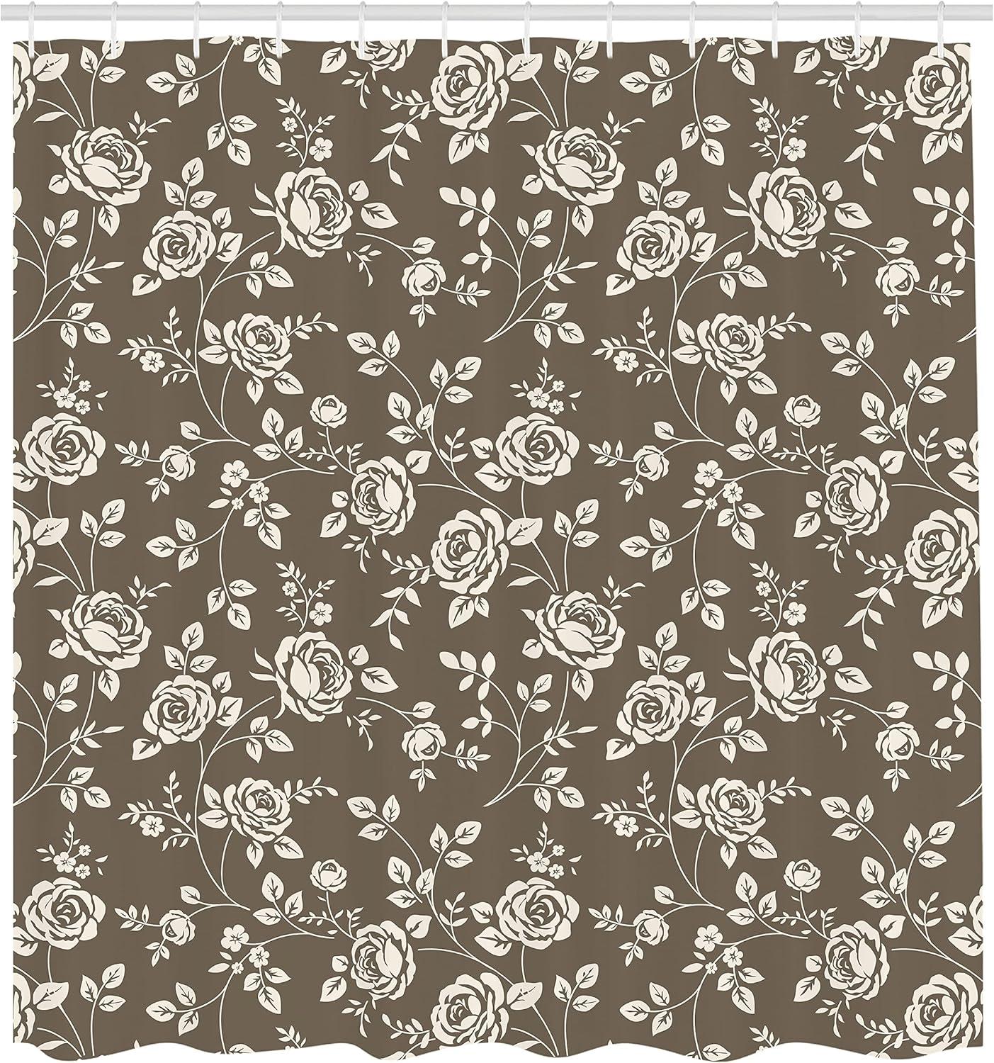 imageAmbesonne Rose Shower Curtain Romantic Lisianthus Berries as an Arch Marriage Wedding and Gatherings Design in Soft Pastel Colors Cloth Fabric Bathroom Set with Hooks 69 W x 75 L Purple CreamDark Taupe White