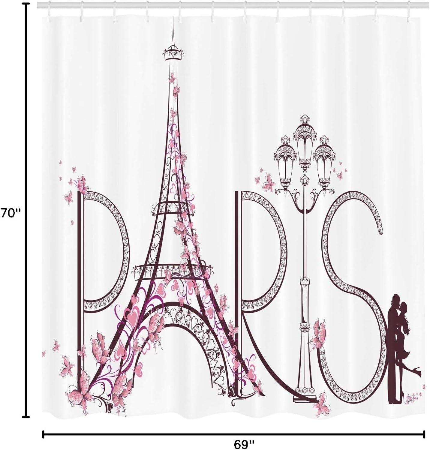 imageAmbesonne Rose Shower Curtain Romantic Lisianthus Berries as an Arch Marriage Wedding and Gatherings Design in Soft Pastel Colors Cloth Fabric Bathroom Set with Hooks 69 W x 75 L Purple CreamPink Plum