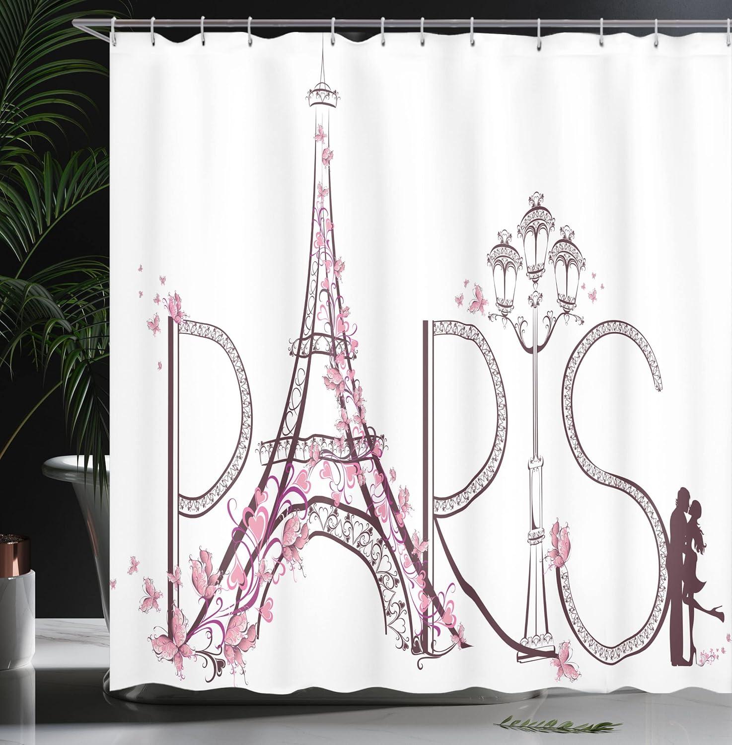 imageAmbesonne Rose Shower Curtain Romantic Lisianthus Berries as an Arch Marriage Wedding and Gatherings Design in Soft Pastel Colors Cloth Fabric Bathroom Set with Hooks 69 W x 75 L Purple CreamPink Plum