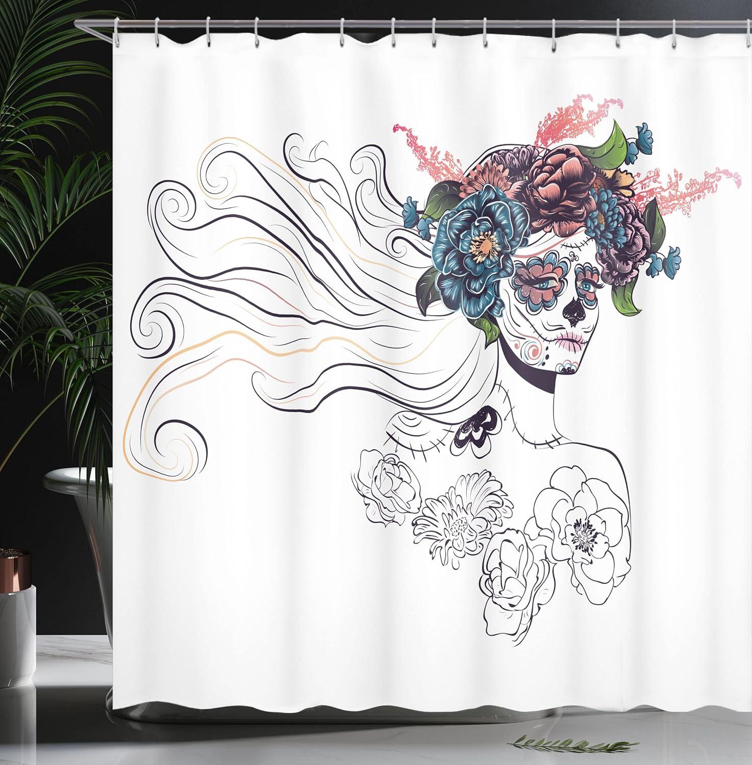 imageAmbesonne Rose Shower Curtain Romantic Lisianthus Berries as an Arch Marriage Wedding and Gatherings Design in Soft Pastel Colors Cloth Fabric Bathroom Set with Hooks 69 W x 75 L Purple CreamNavy Blue