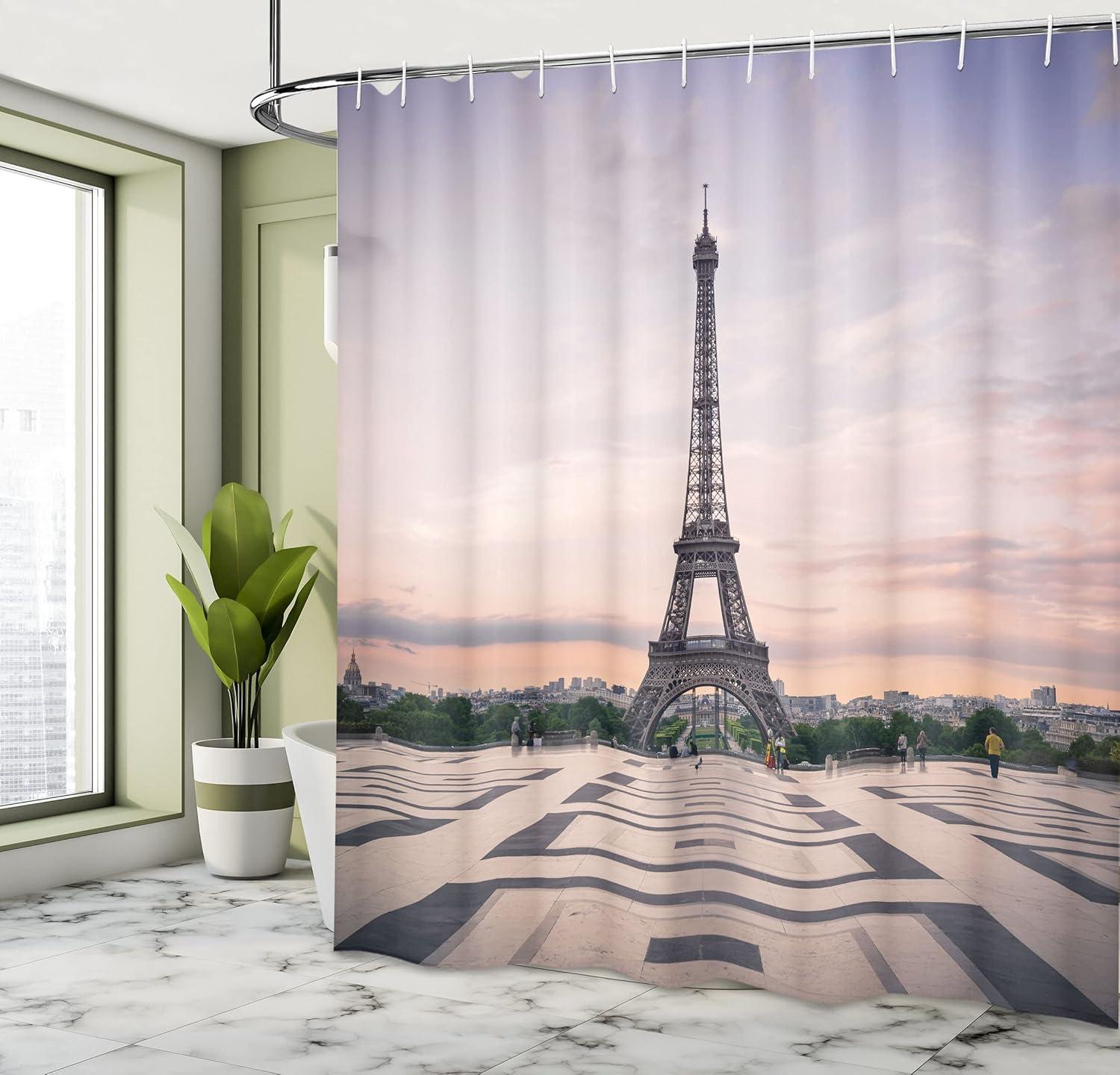 imageAmbesonne Rose Shower Curtain Romantic Lisianthus Berries as an Arch Marriage Wedding and Gatherings Design in Soft Pastel Colors Cloth Fabric Bathroom Set with Hooks 69 W x 75 L Purple CreamLavender Dimgray