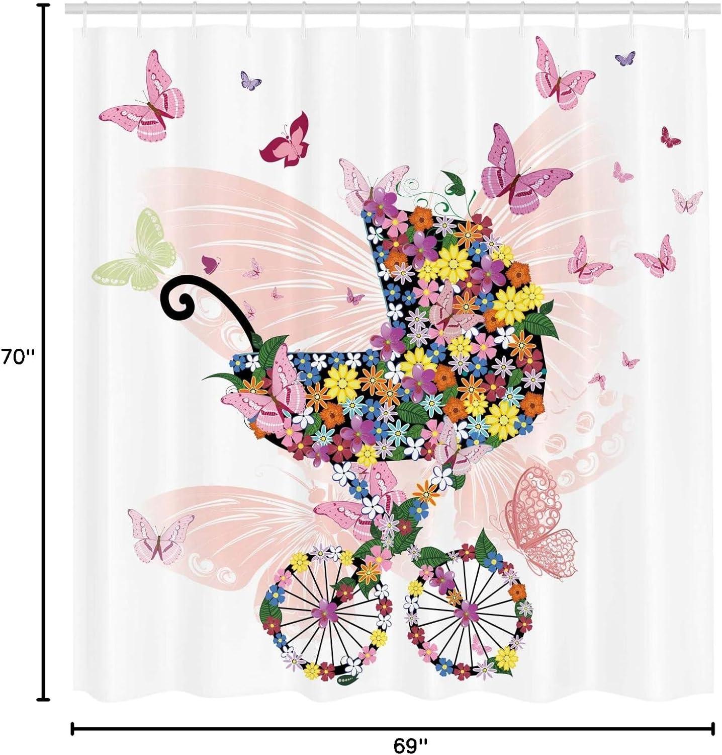 imageAmbesonne Rose Shower Curtain Romantic Lisianthus Berries as an Arch Marriage Wedding and Gatherings Design in Soft Pastel Colors Cloth Fabric Bathroom Set with Hooks 69 W x 75 L Purple CreamMulti Color