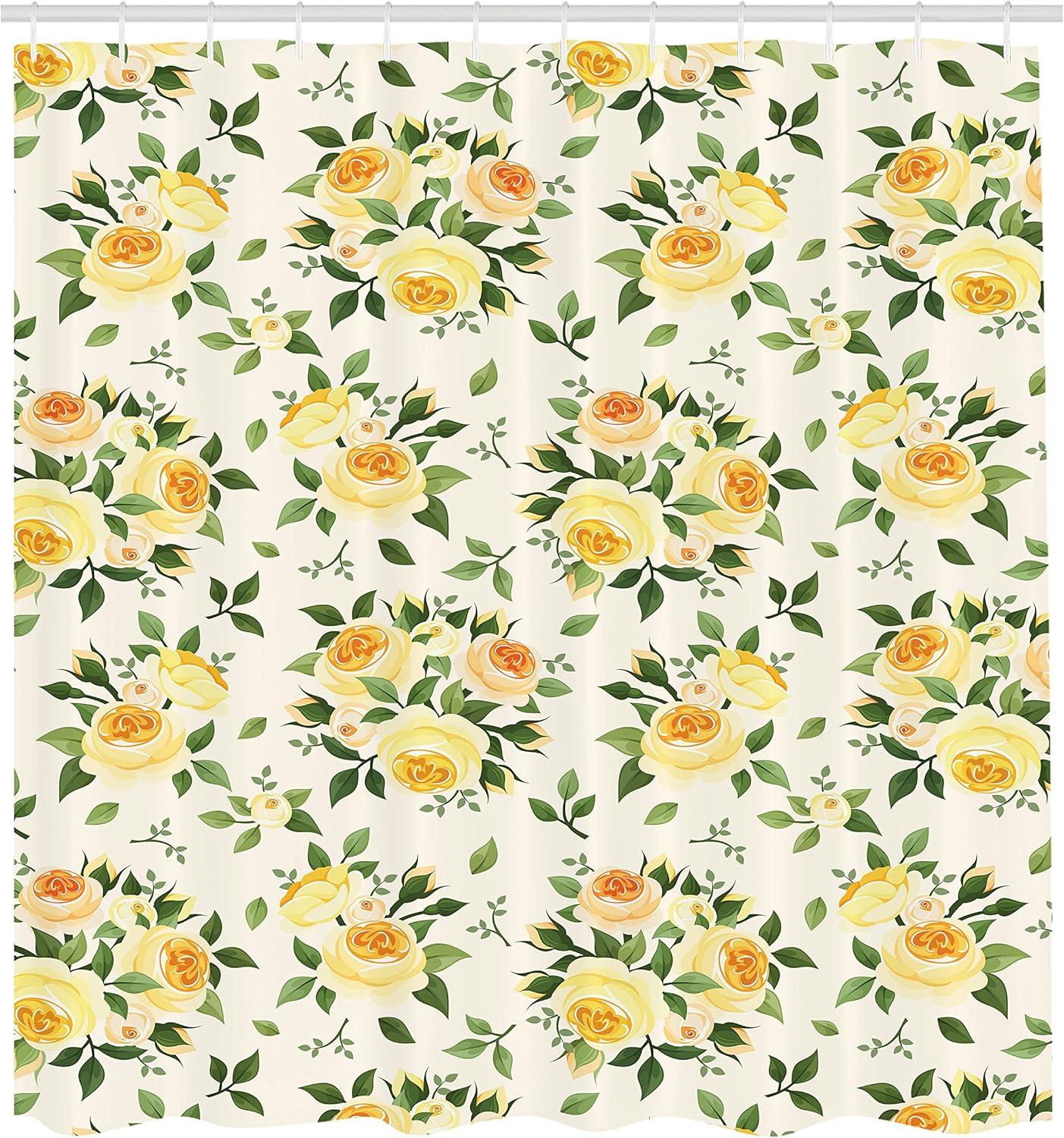 imageAmbesonne Rose Shower Curtain Romantic Lisianthus Berries as an Arch Marriage Wedding and Gatherings Design in Soft Pastel Colors Cloth Fabric Bathroom Set with Hooks 69 W x 75 L Purple CreamYellow Green Beige