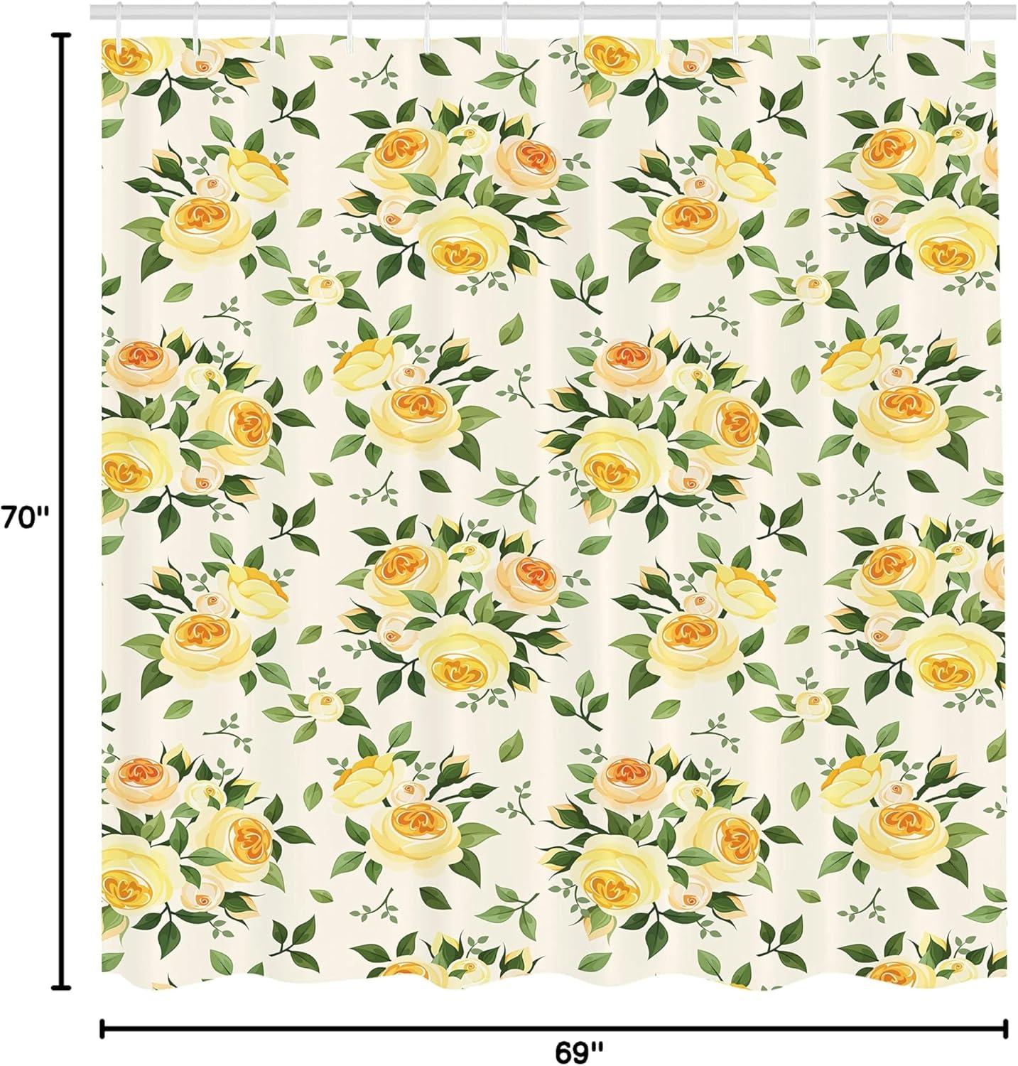 imageAmbesonne Rose Shower Curtain Romantic Lisianthus Berries as an Arch Marriage Wedding and Gatherings Design in Soft Pastel Colors Cloth Fabric Bathroom Set with Hooks 69 W x 75 L Purple CreamYellow Green Beige