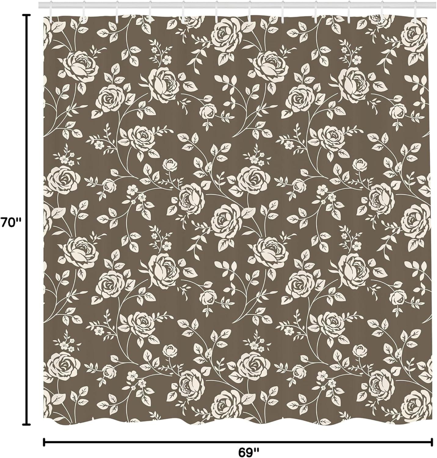 imageAmbesonne Rose Shower Curtain Romantic Lisianthus Berries as an Arch Marriage Wedding and Gatherings Design in Soft Pastel Colors Cloth Fabric Bathroom Set with Hooks 69 W x 75 L Purple CreamDark Taupe White
