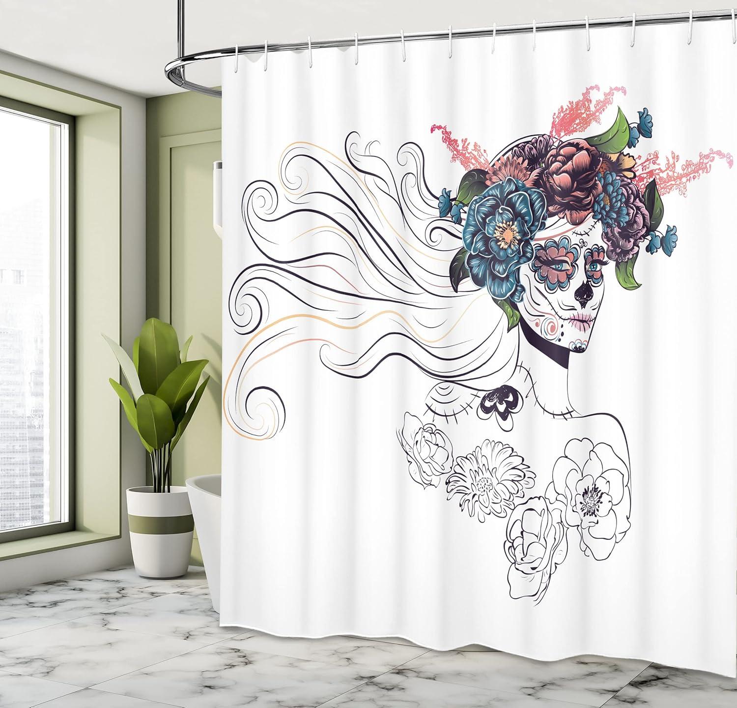 imageAmbesonne Rose Shower Curtain Romantic Lisianthus Berries as an Arch Marriage Wedding and Gatherings Design in Soft Pastel Colors Cloth Fabric Bathroom Set with Hooks 69 W x 75 L Purple CreamNavy Blue