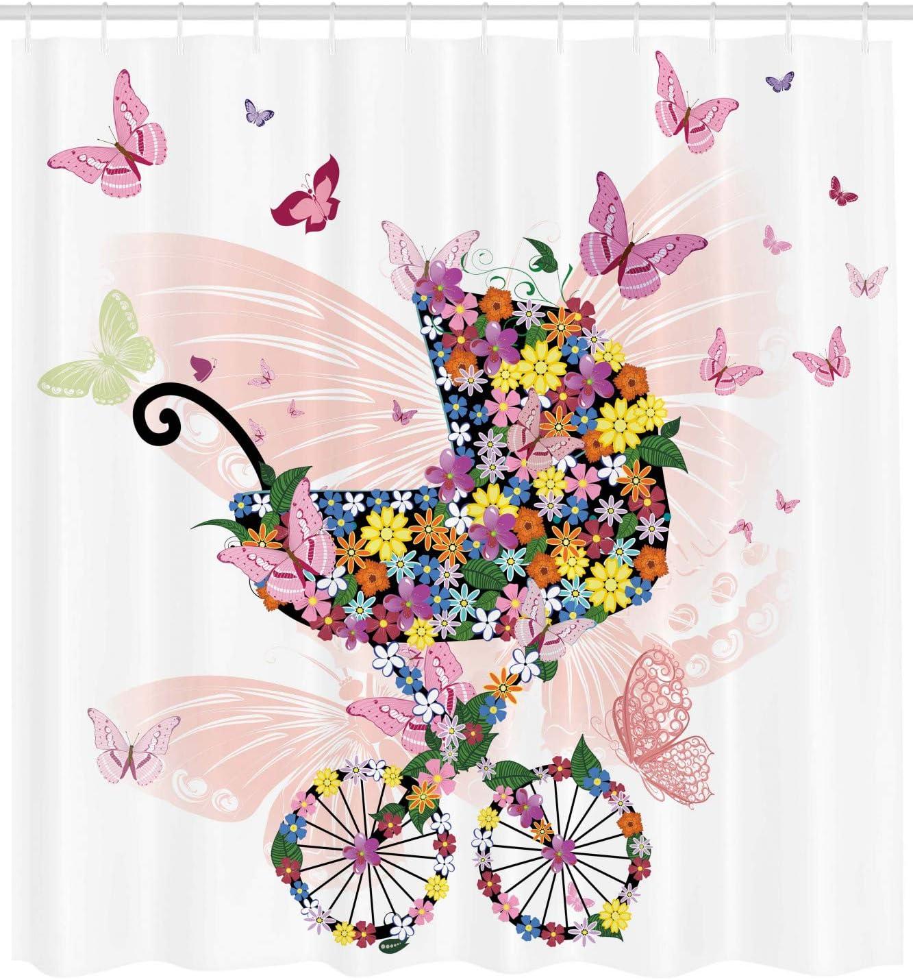 imageAmbesonne Rose Shower Curtain Romantic Lisianthus Berries as an Arch Marriage Wedding and Gatherings Design in Soft Pastel Colors Cloth Fabric Bathroom Set with Hooks 69 W x 75 L Purple CreamMulti Color