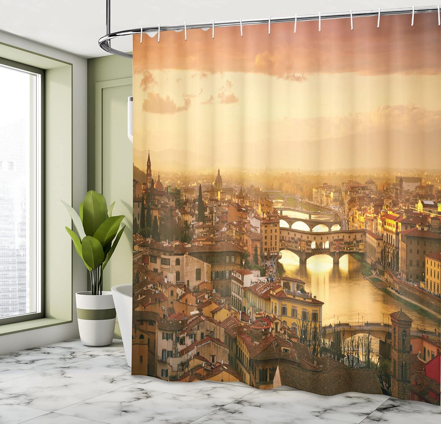 imageAmbesonne Rose Shower Curtain Romantic Lisianthus Berries as an Arch Marriage Wedding and Gatherings Design in Soft Pastel Colors Cloth Fabric Bathroom Set with Hooks 69 W x 75 L Purple CreamBrown Marigold
