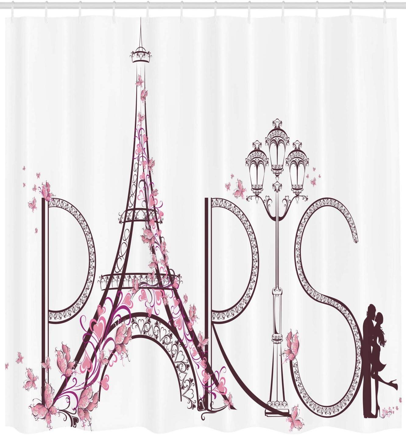 imageAmbesonne Rose Shower Curtain Romantic Lisianthus Berries as an Arch Marriage Wedding and Gatherings Design in Soft Pastel Colors Cloth Fabric Bathroom Set with Hooks 69 W x 75 L Purple CreamPink Plum