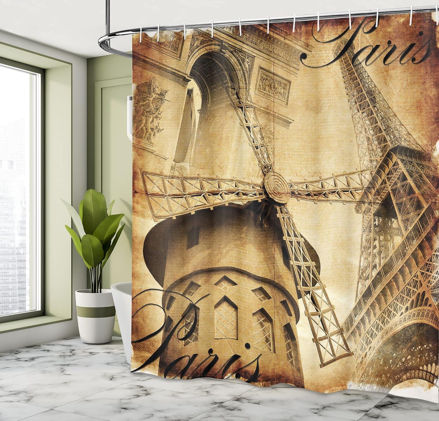 imageAmbesonne Rose Shower Curtain Romantic Lisianthus Berries as an Arch Marriage Wedding and Gatherings Design in Soft Pastel Colors Cloth Fabric Bathroom Set with Hooks 69 W x 75 L Purple CreamPale Brown
