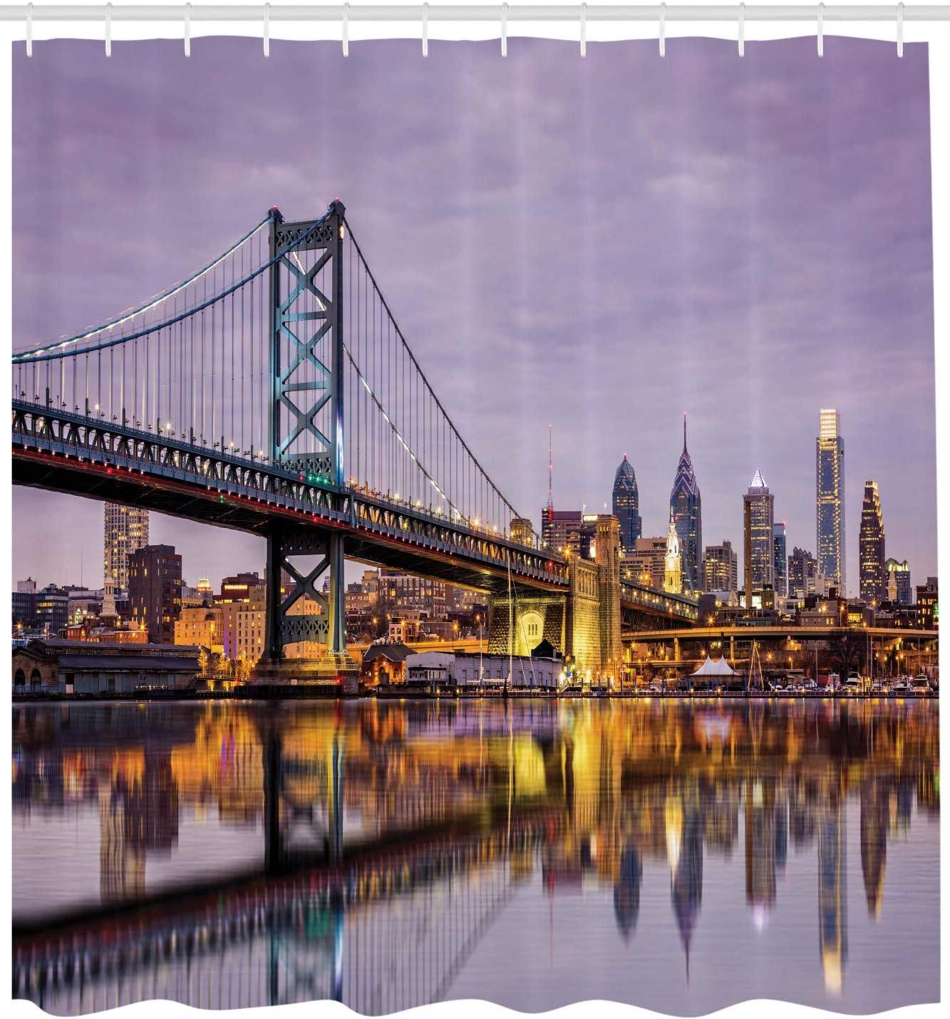 imageAmbesonne Rose Shower Curtain Romantic Lisianthus Berries as an Arch Marriage Wedding and Gatherings Design in Soft Pastel Colors Cloth Fabric Bathroom Set with Hooks 69 W x 75 L Purple CreamOrange Yellow
