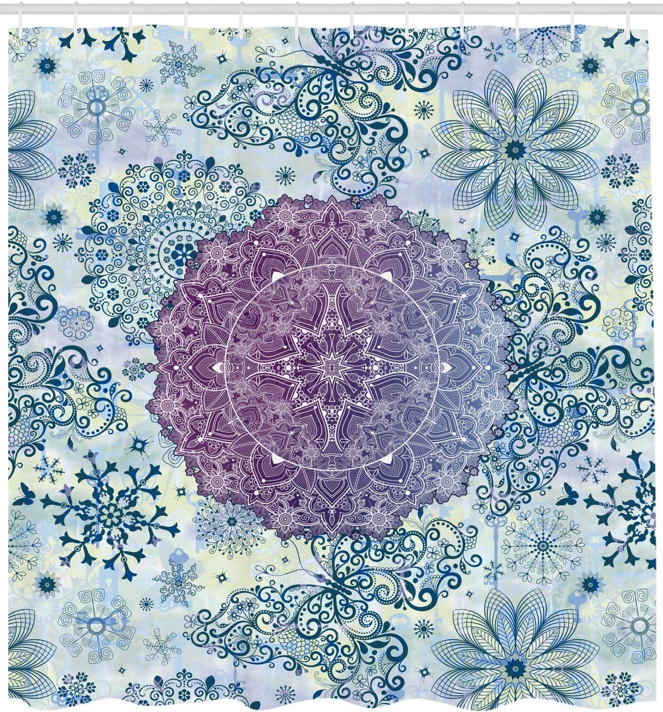 imageAmbesonne Rose Shower Curtain Romantic Lisianthus Berries as an Arch Marriage Wedding and Gatherings Design in Soft Pastel Colors Cloth Fabric Bathroom Set with Hooks 69 W x 75 L Purple CreamPurple Blue