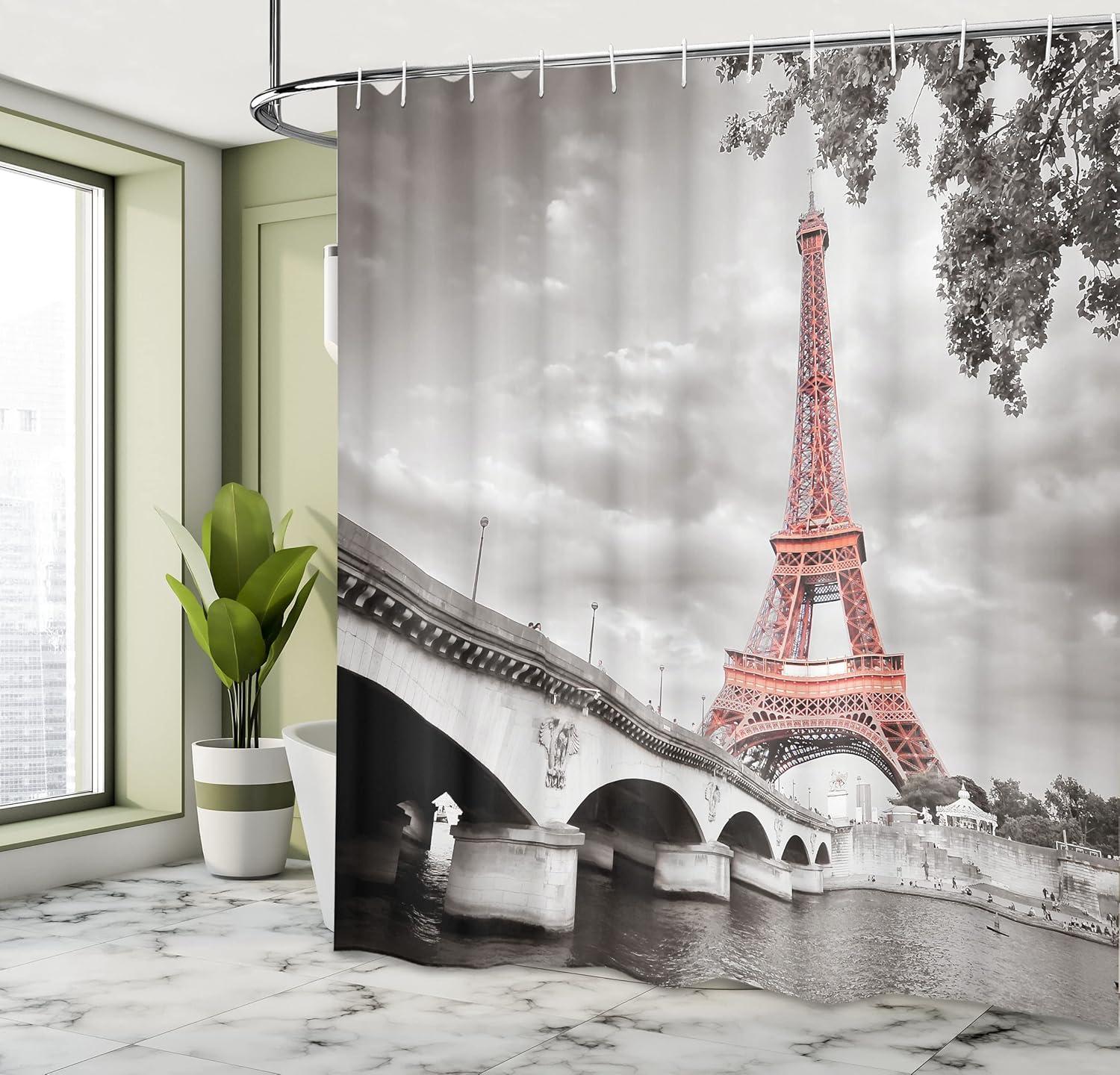 imageAmbesonne Rose Shower Curtain Romantic Lisianthus Berries as an Arch Marriage Wedding and Gatherings Design in Soft Pastel Colors Cloth Fabric Bathroom Set with Hooks 69 W x 75 L Purple CreamDimgray Salmon