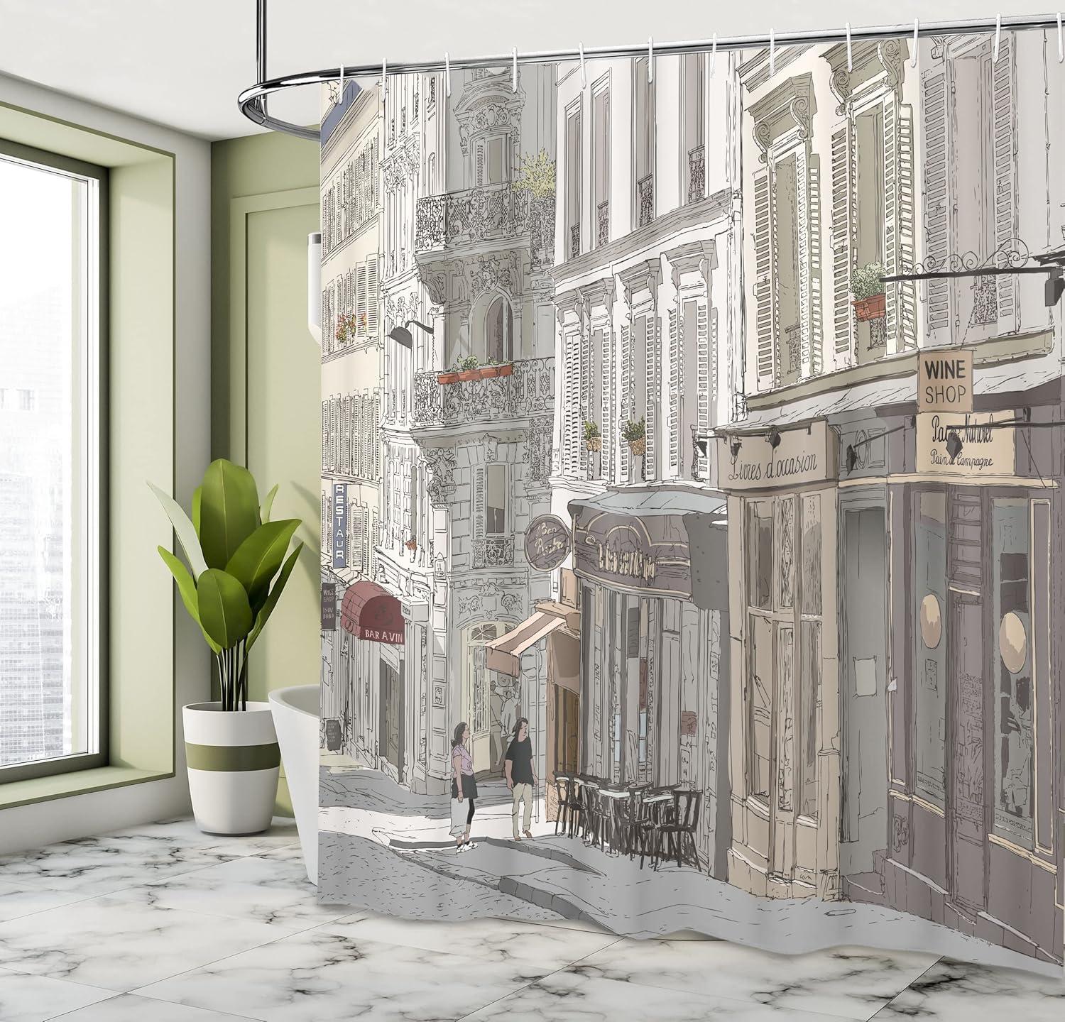 imageAmbesonne Rose Shower Curtain Romantic Lisianthus Berries as an Arch Marriage Wedding and Gatherings Design in Soft Pastel Colors Cloth Fabric Bathroom Set with Hooks 69 W x 75 L Purple CreamTaupe Grey